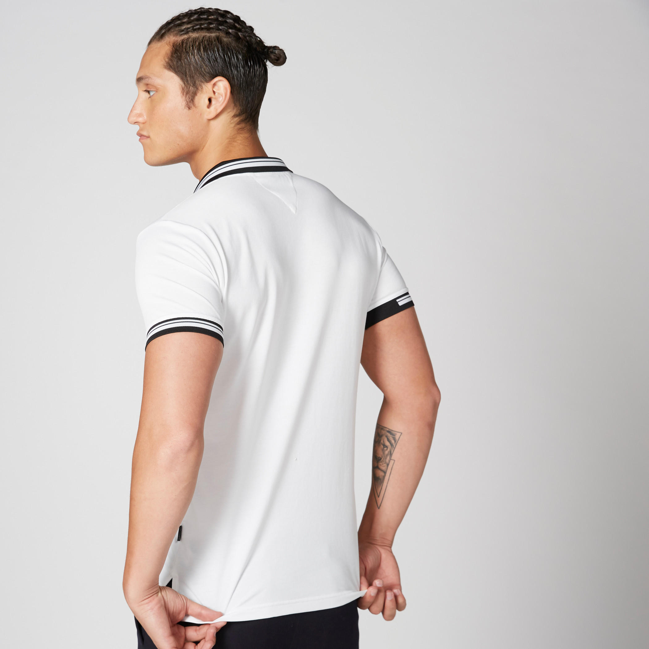 L'Homme Polo Neck T-Shirt with Short Sleeves and Badge Detail-men-clothing-tshirtsandpolos-polos-image-2