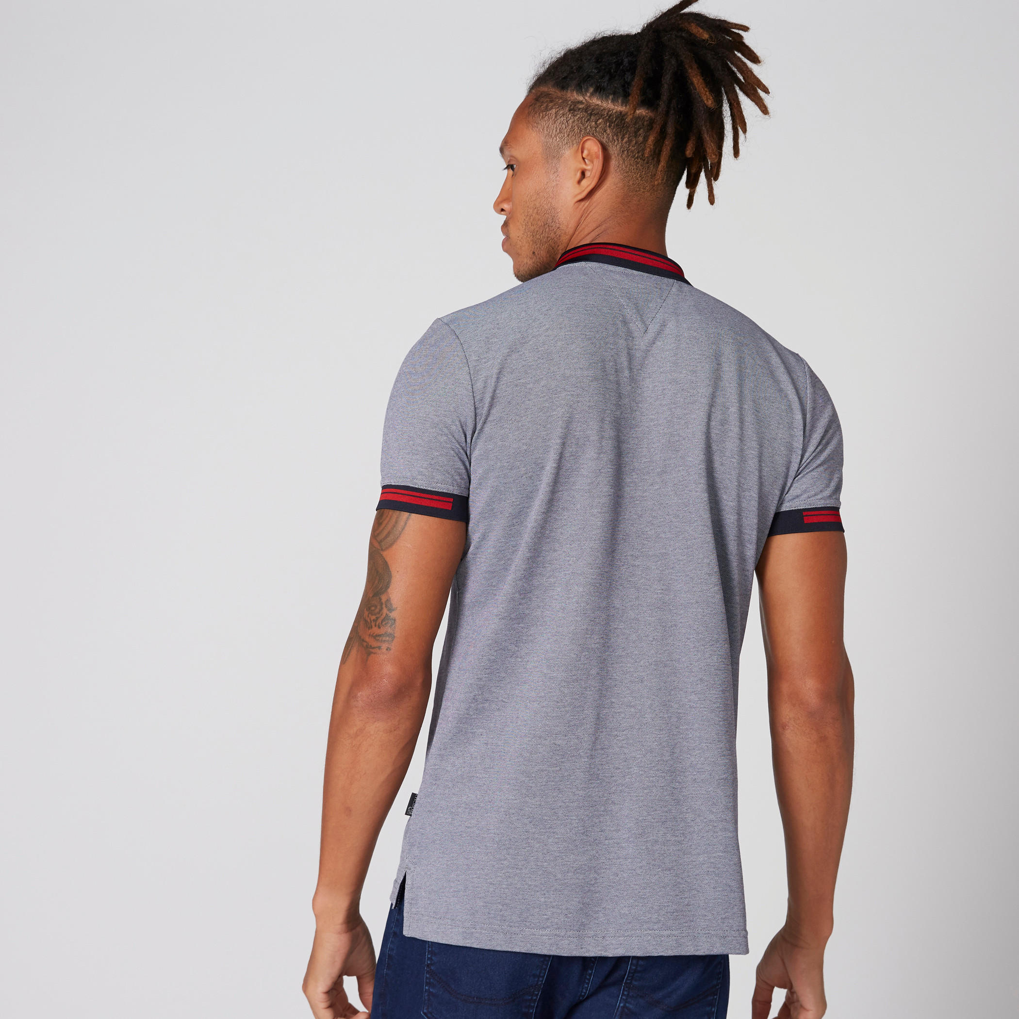 L'Homme Badge Detail T-Shirt with Polo Neck and Short Sleeves-men-clothing-tshirtsandpolos-polos-image-2