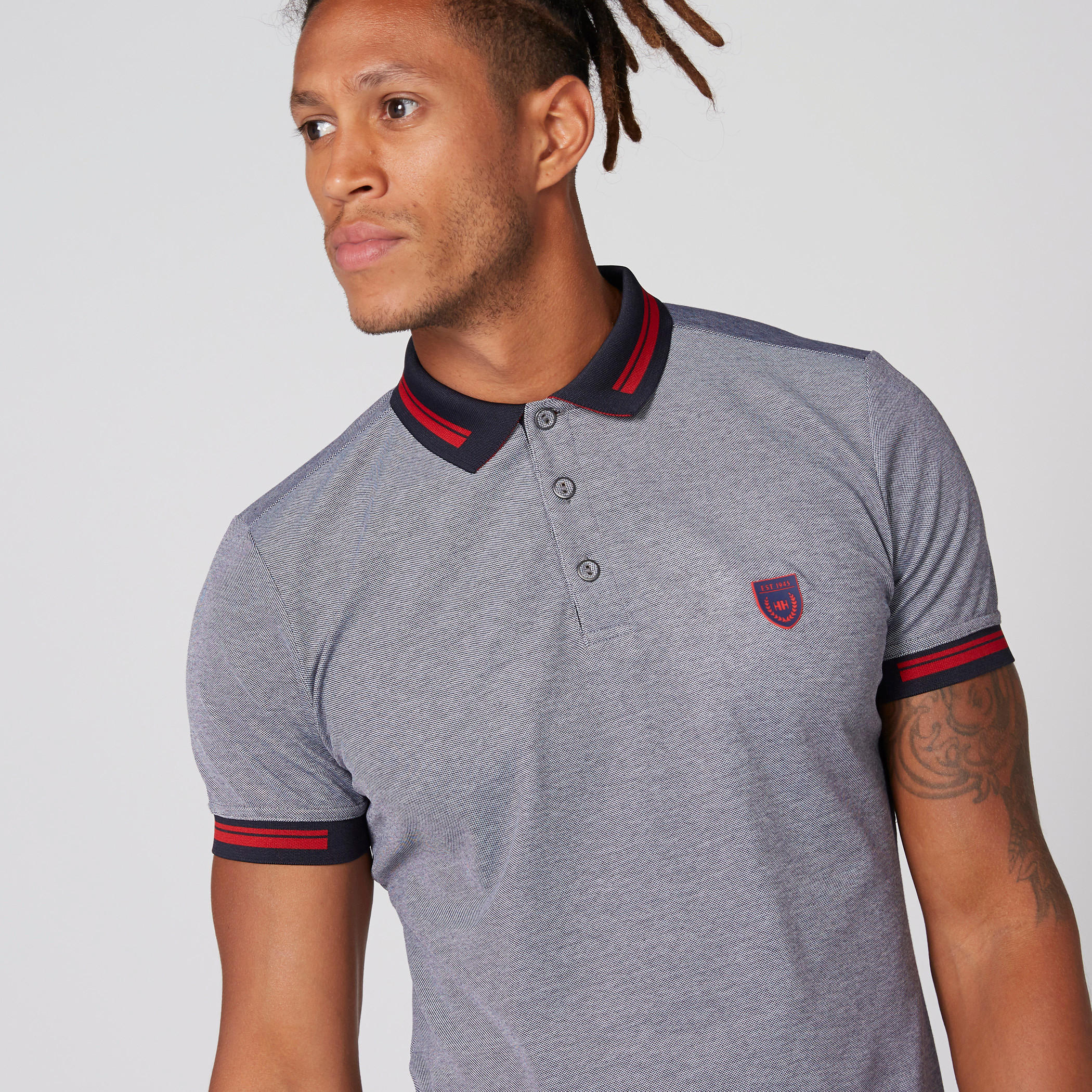 L'Homme Badge Detail T-Shirt with Polo Neck and Short Sleeves-men-clothing-tshirtsandpolos-polos-image-3