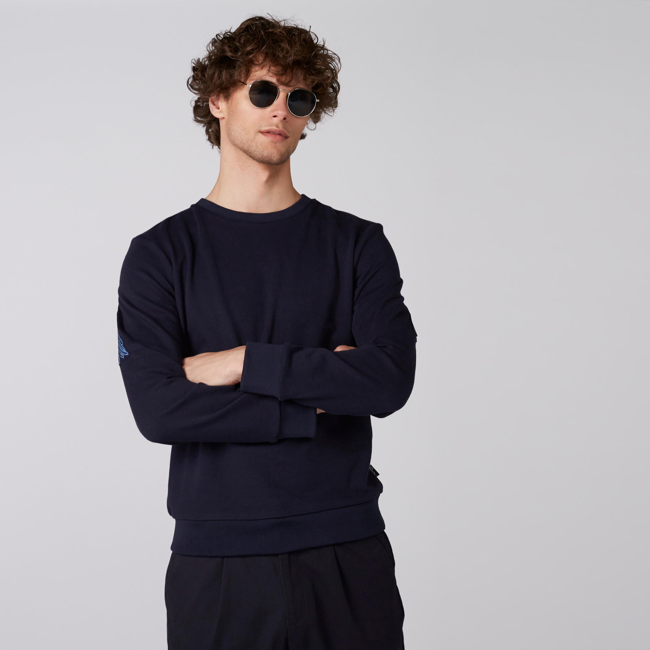 سويت شيرت مطرّز بأكمام طويلة وياقة ضيقة من لوم-men-winterwear-hoodiesandsweatshirts-image-2