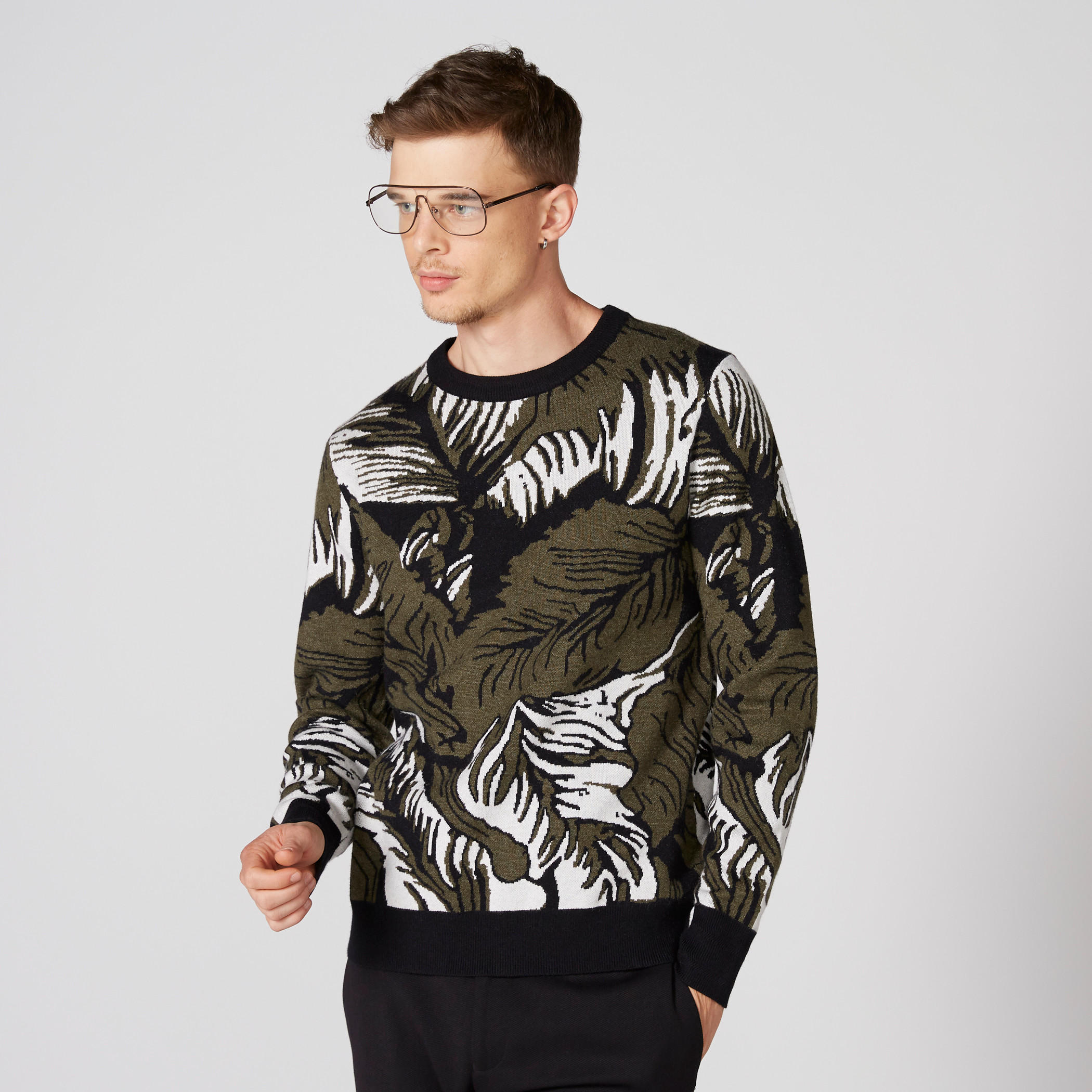 L'Homme Printed Sweatshirt with Round Neck and Long Sleeves-men-clothing-sweatersandpullovers-image-1