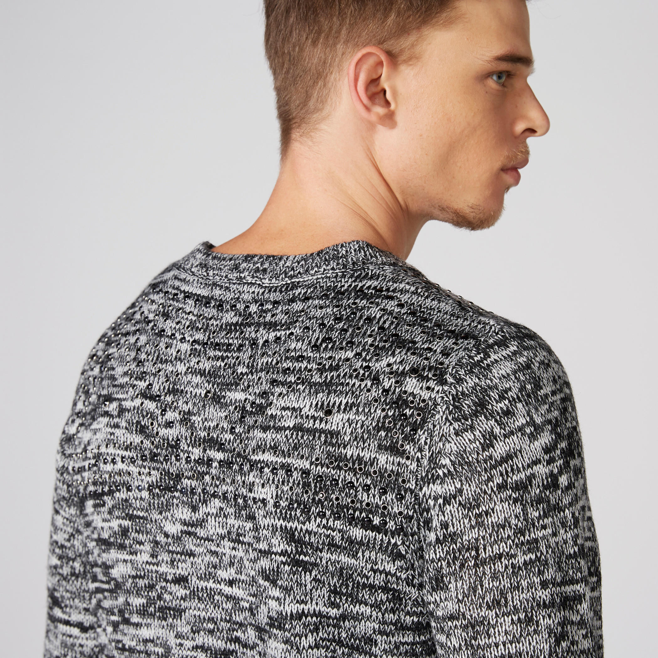 L'Homme Textured Sweater with Round Neck and Long Sleeves-men-clothing-sweatersandpullovers-image-1