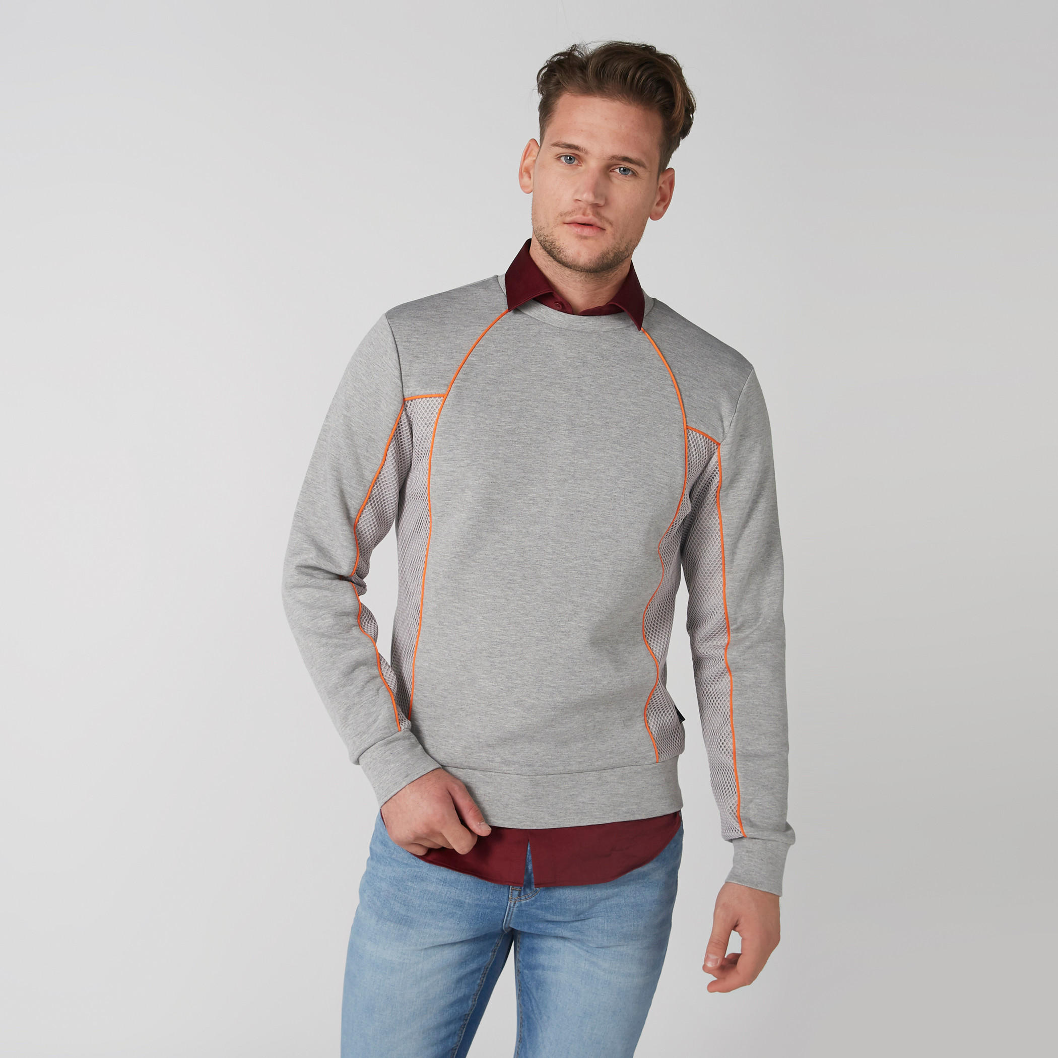سويت شيرت ميلانج بأكمام طويلة وياقة ضيقة من لوم-men-winterwear-hoodiesandsweatshirts-image-1