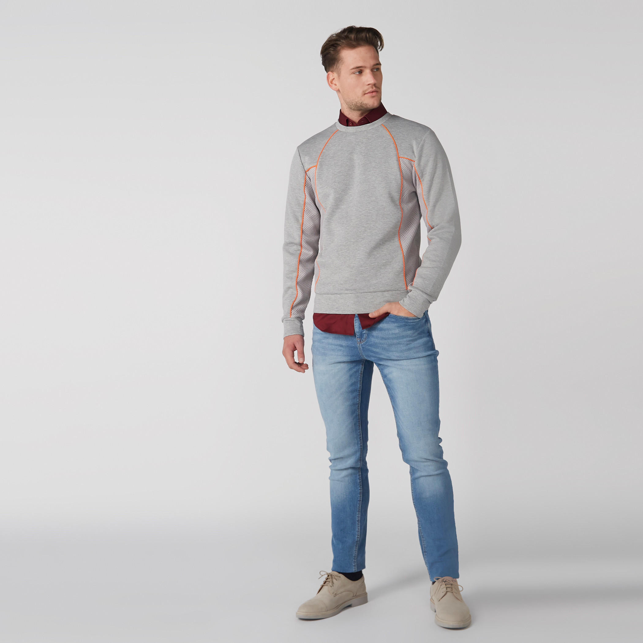 سويت شيرت ميلانج بأكمام طويلة وياقة ضيقة من لوم-men-winterwear-hoodiesandsweatshirts-image-3