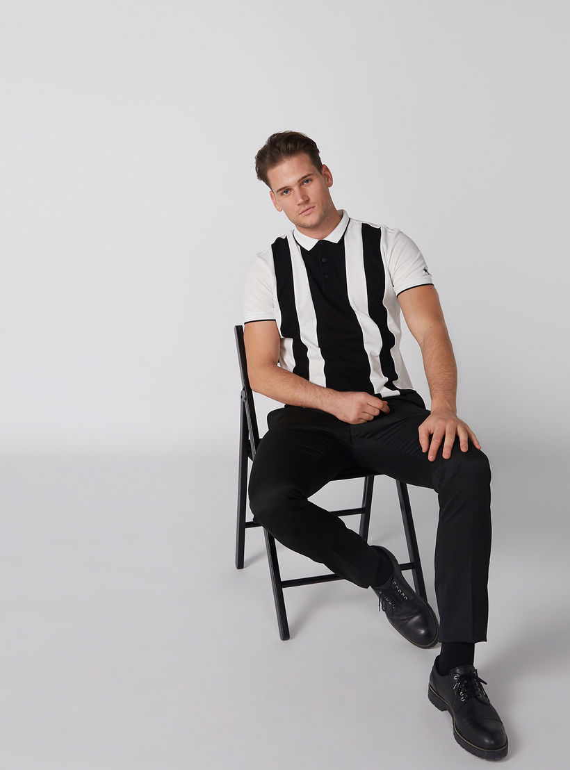 L'Homme Cut and Sew T-Shirt with Polo Neck and Short Sleeves-men-clothing-tshirtsandpolos-polos-image-2