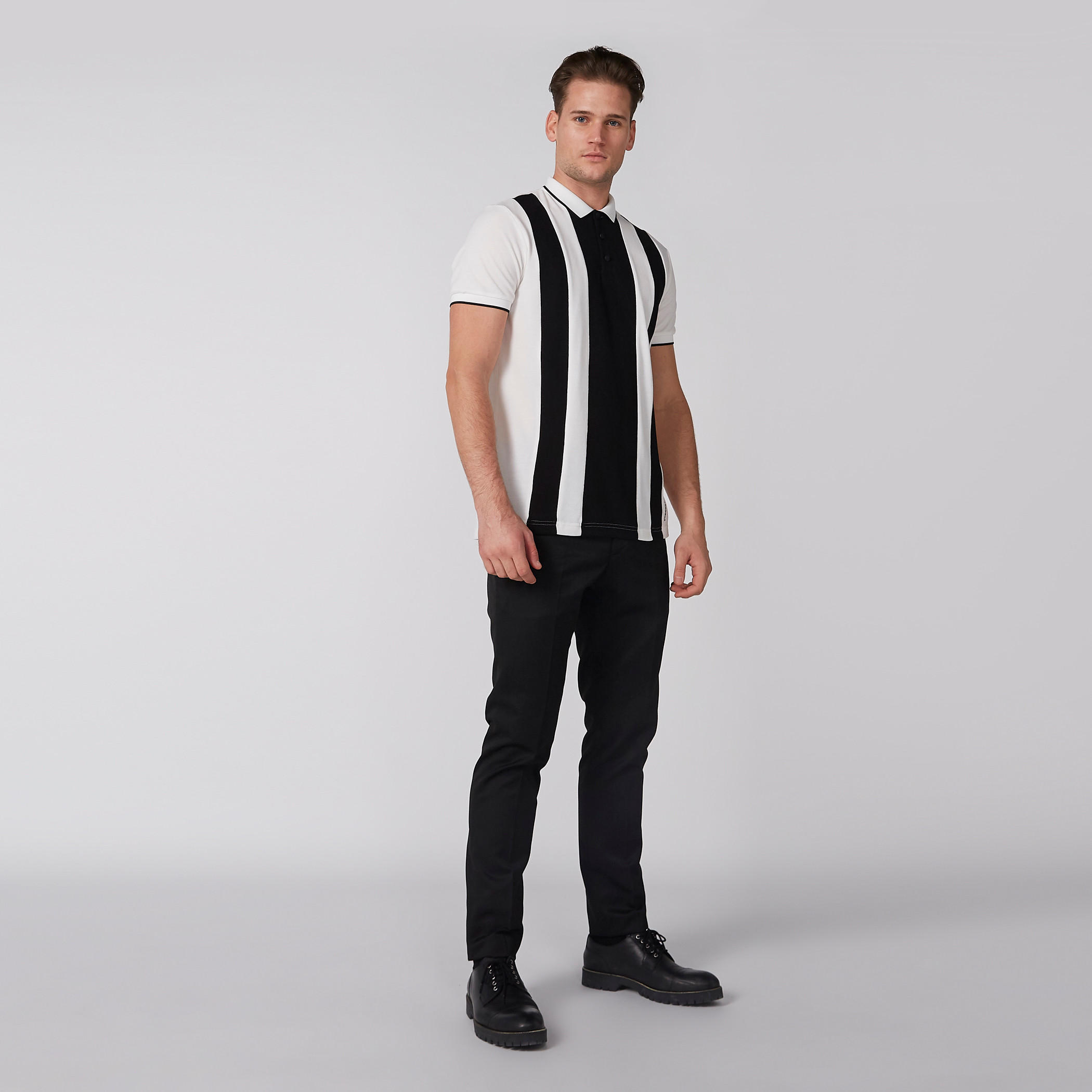 L'Homme Cut and Sew T-Shirt with Polo Neck and Short Sleeves-men-clothing-tshirtsandpolos-polos-image-5
