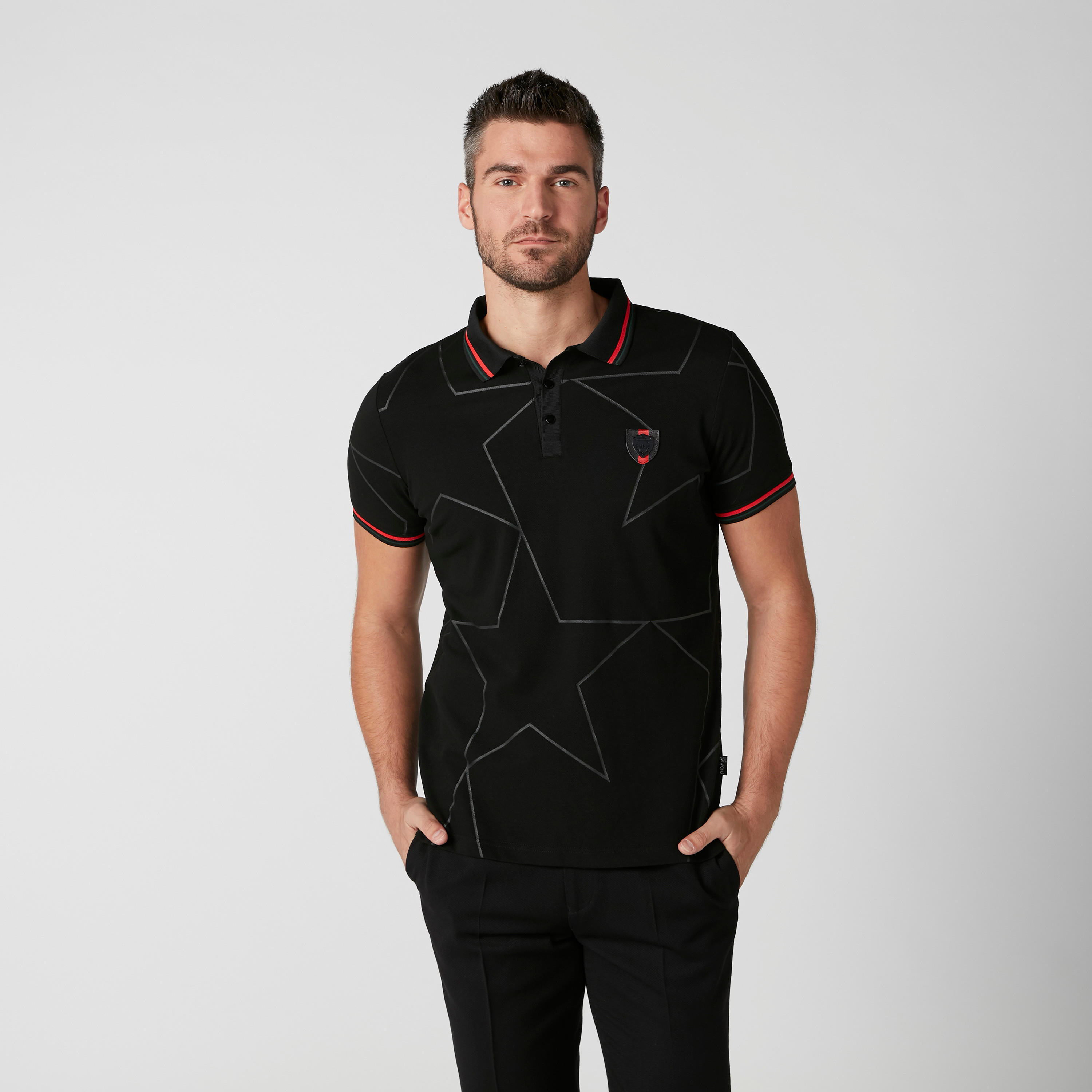 تيشيرت بأكمام قصيرة وياقة بولو مزيّن بطبعات من لوم-men-clothing-tshirtsandpolos-polos-image-1