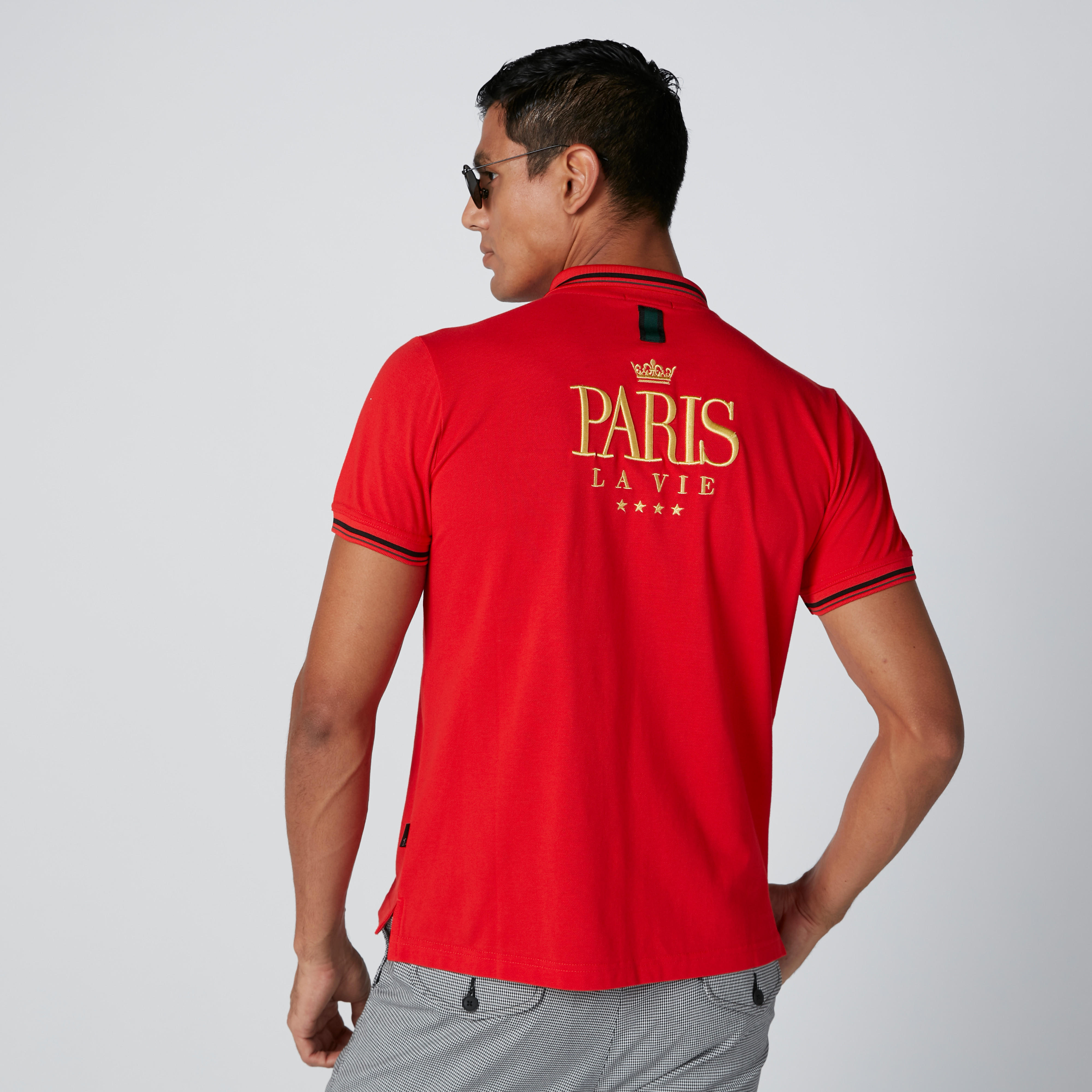 تيشيرت محبوك بقصّة سليم وياقة بولو وتطريز من لوم-men-clothing-tshirtsandpolos-polos-image-8