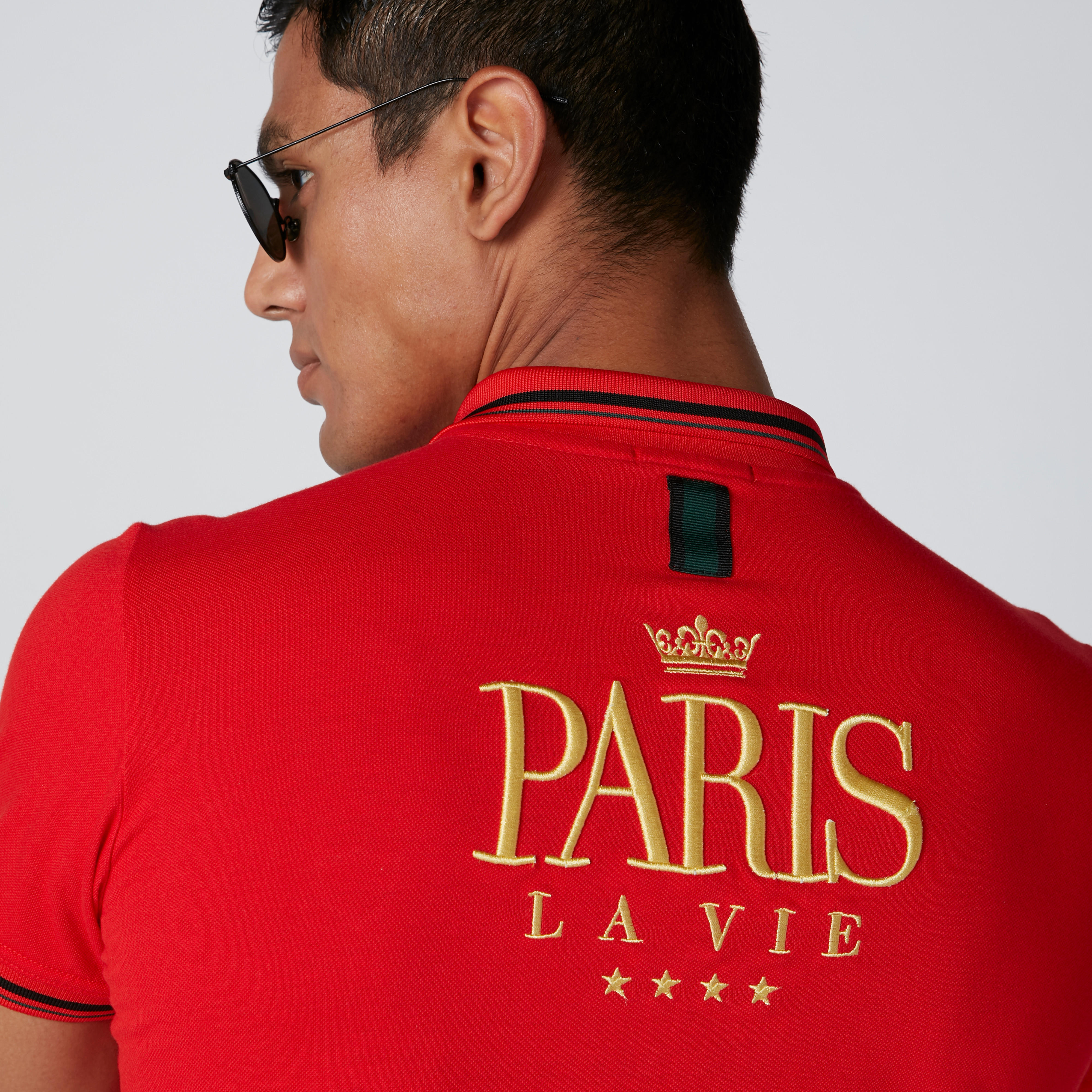 تيشيرت محبوك بقصّة سليم وياقة بولو وتطريز من لوم-men-clothing-tshirtsandpolos-polos-image-9