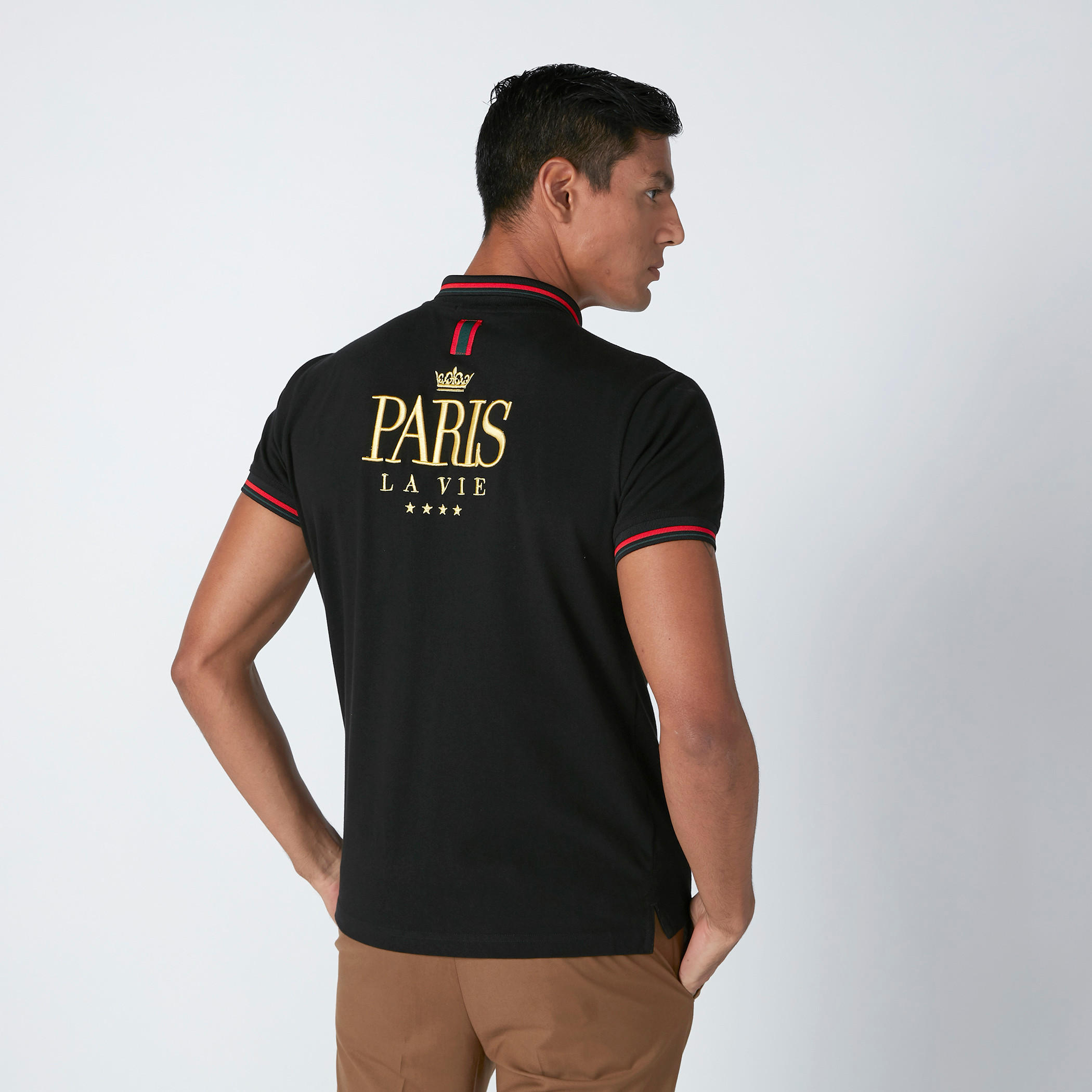 تيشيرت محبوك بقصّة سليم وياقة بولو وتطريز من لوم-men-clothing-tshirtsandpolos-polos-image-3