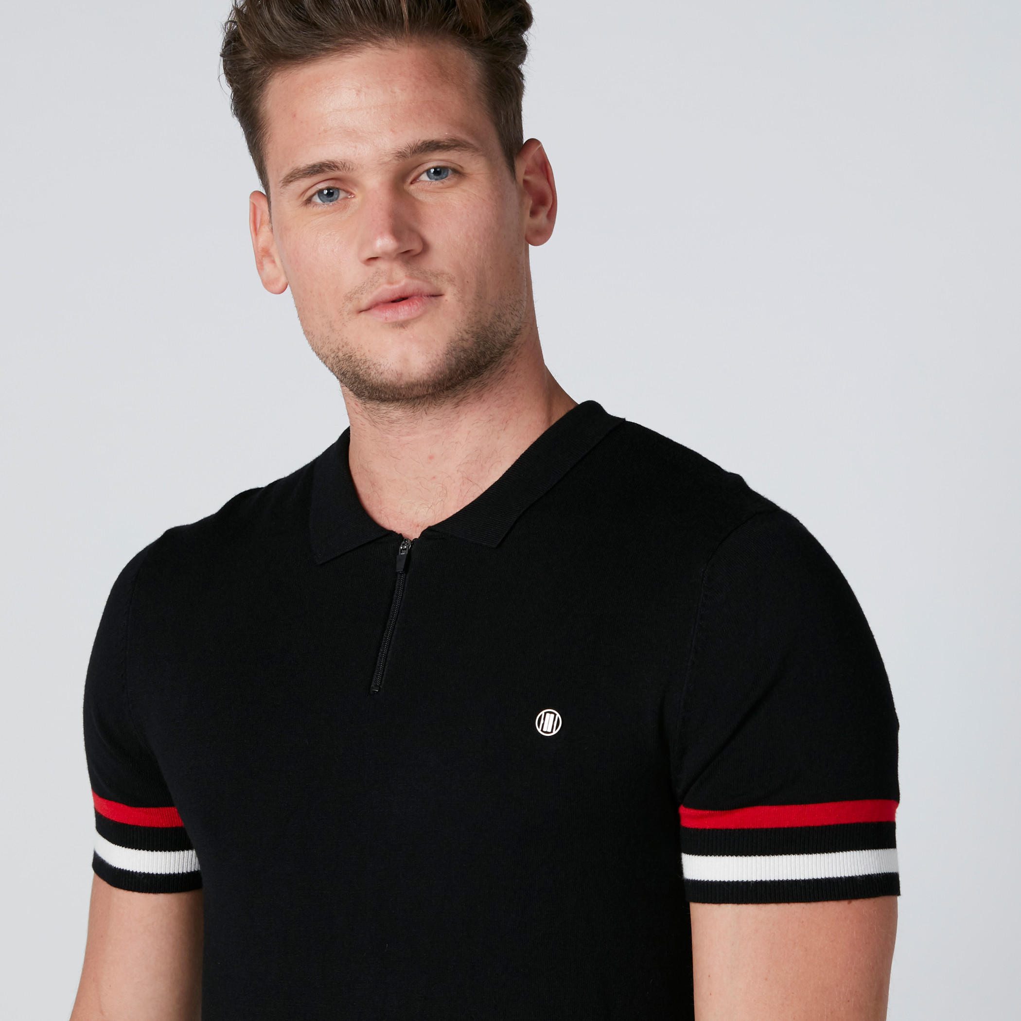 تيشيرت مقلّم بأكمام قصيرة وسحّاب من لوم-men-clothing-tshirtsandpolos-tshirts-image-5