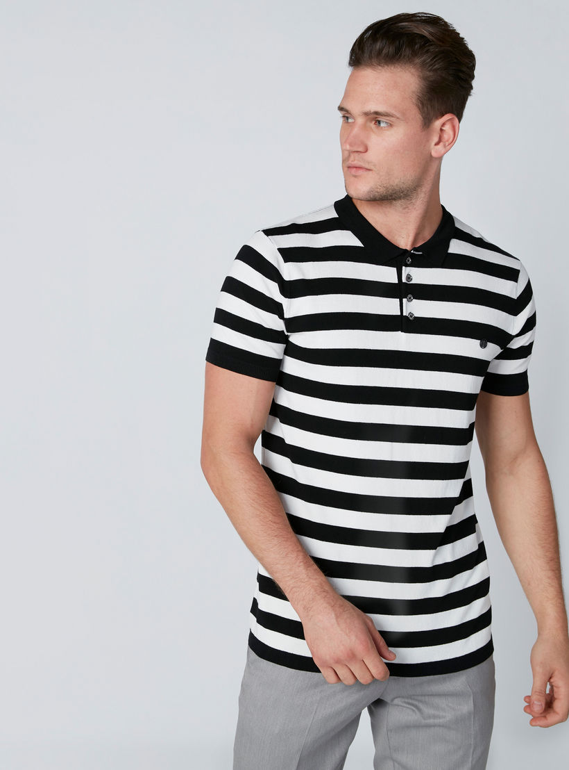 تيشيرت مقلّم بياقة بولو وأكمام قصيرة من لوم-men-clothing-tshirtsandpolos-tshirts-image-1