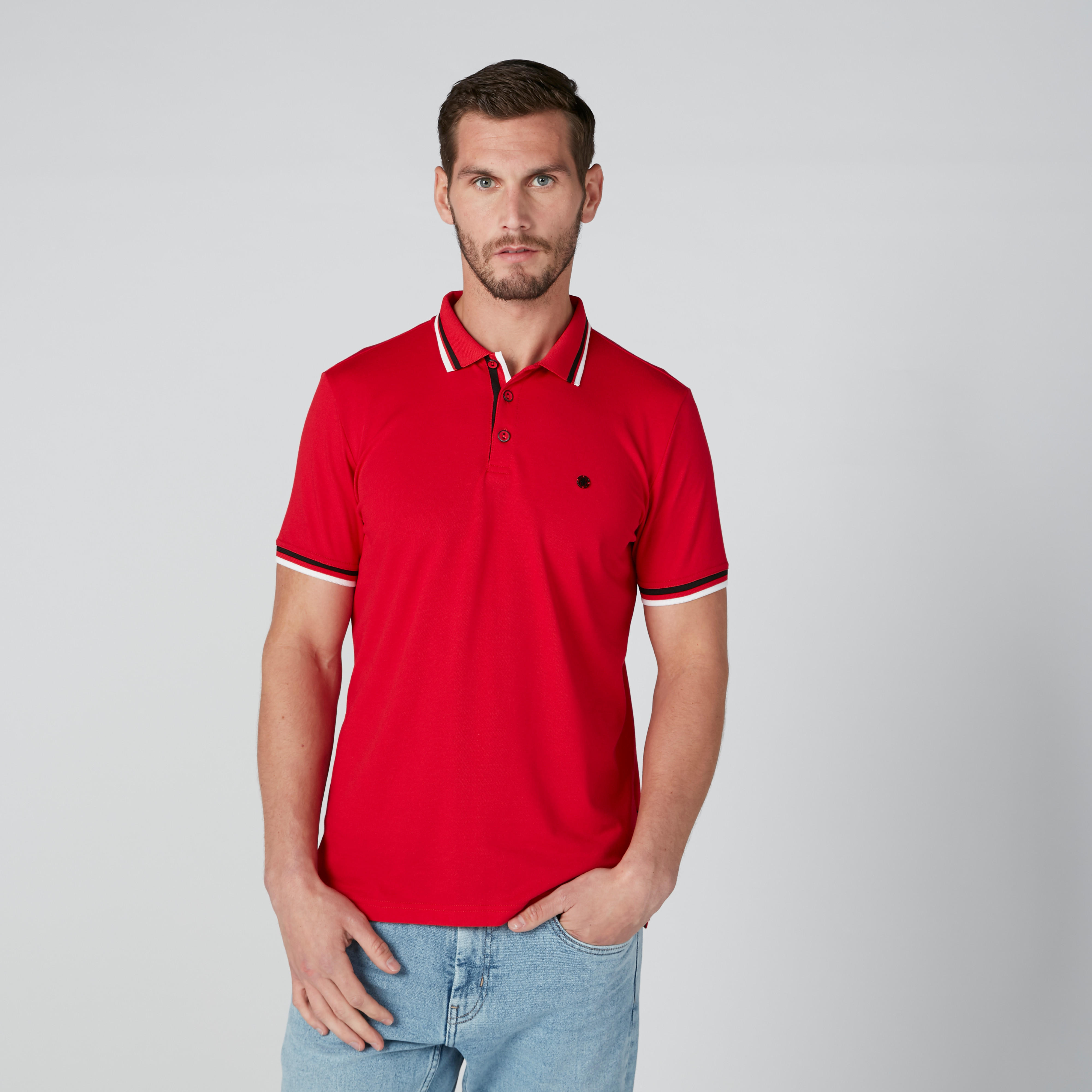 L'Homme Polo Neck T-Shirt with Short Sleeves-men-clothing-tshirtsandpolos-polos-image-1