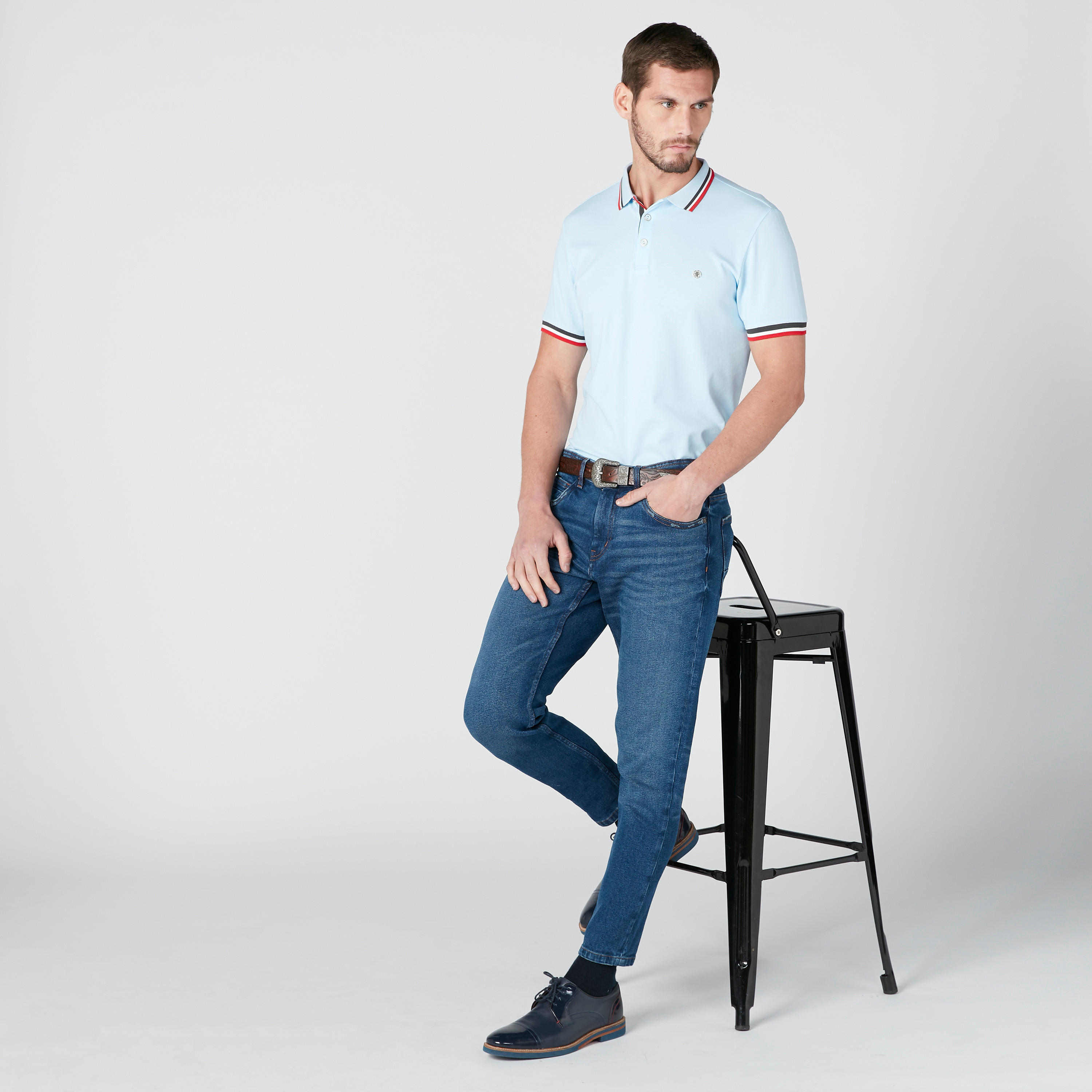 L'Homme Polo Neck T-Shirt with Short Sleeves-men-clothing-tshirtsandpolos-polos-image-3