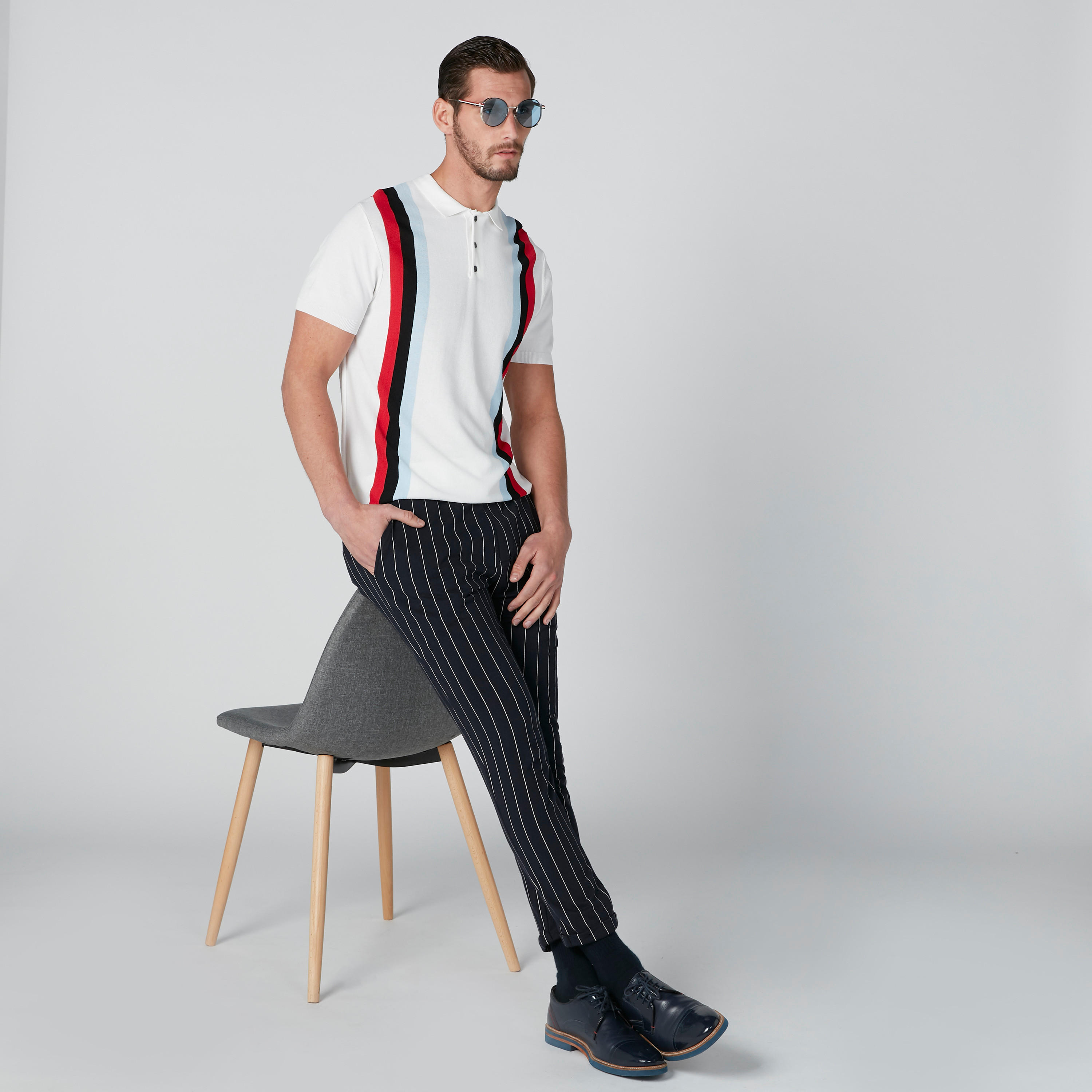 تيشيرت سليم فيت مقلّم بياقة بولو من لوم-men-clothing-tshirtsandpolos-polos-image-1