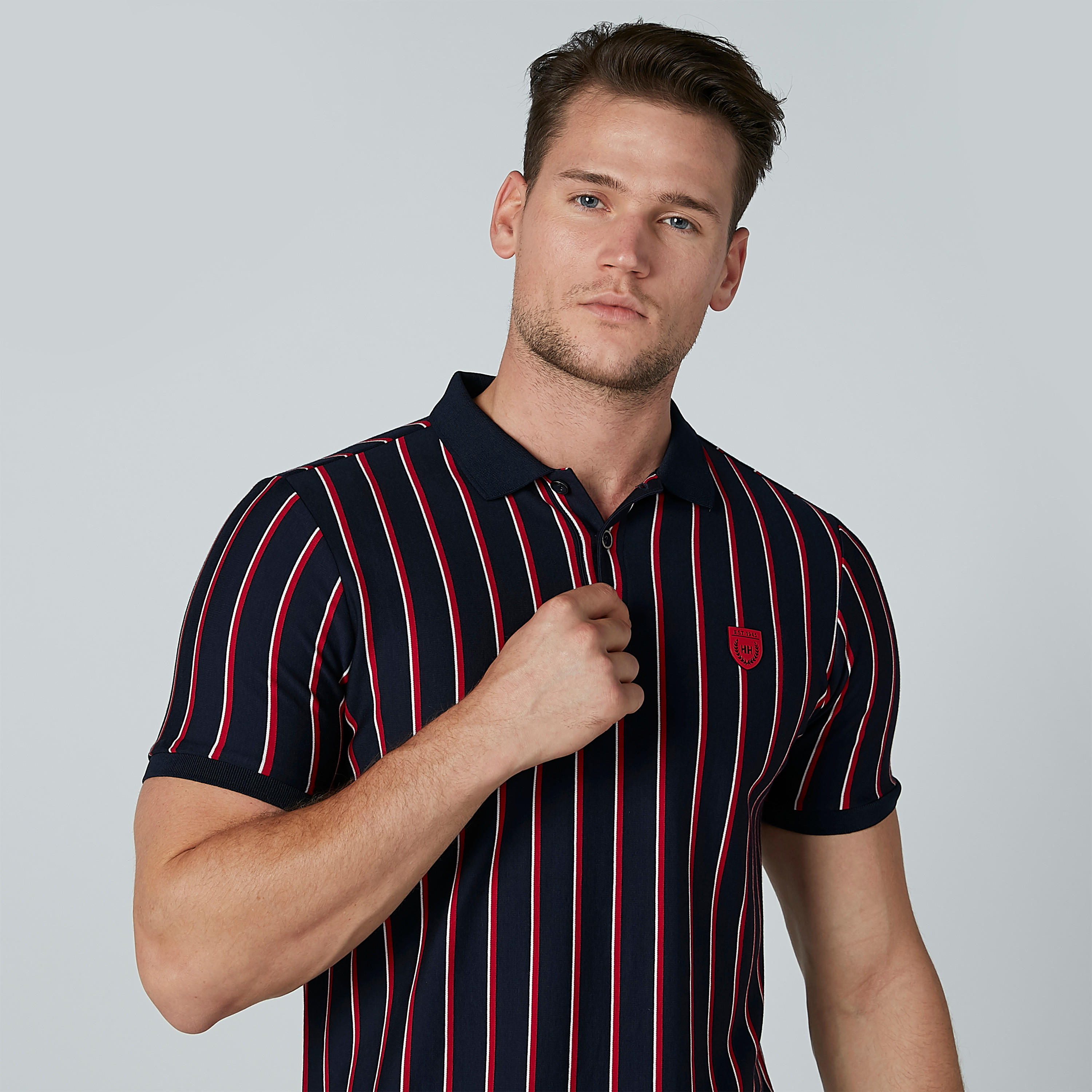 تيشيرت مقلّم بياقة بولو وأكمام قصيرة من لوم-men-clothing-tshirtsandpolos-polos-image-3