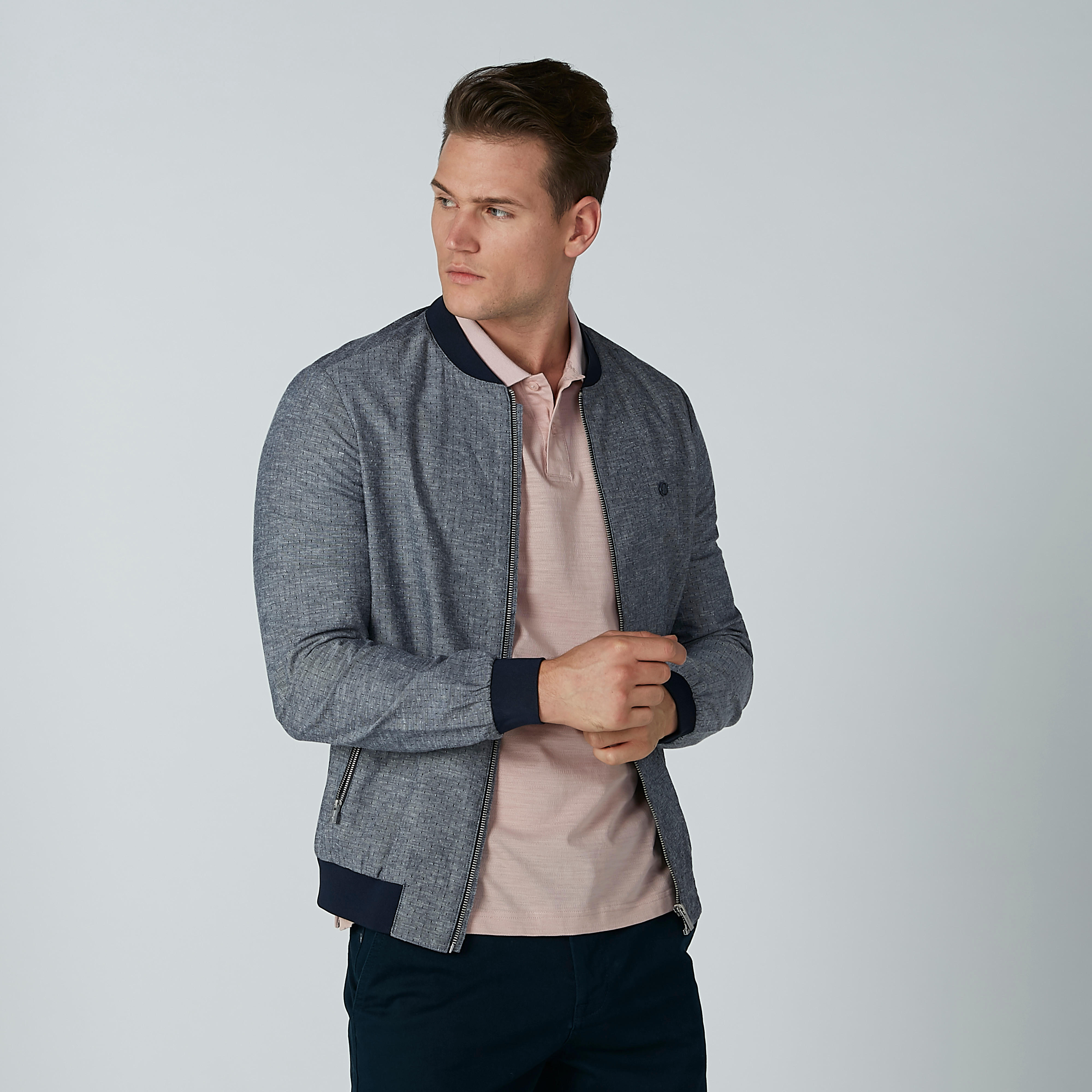 جاكيت بومبر بأكمام طويلة وجيوب من بيينج هيومان-men-clothing-jacketsandblazers-jackets-image-1