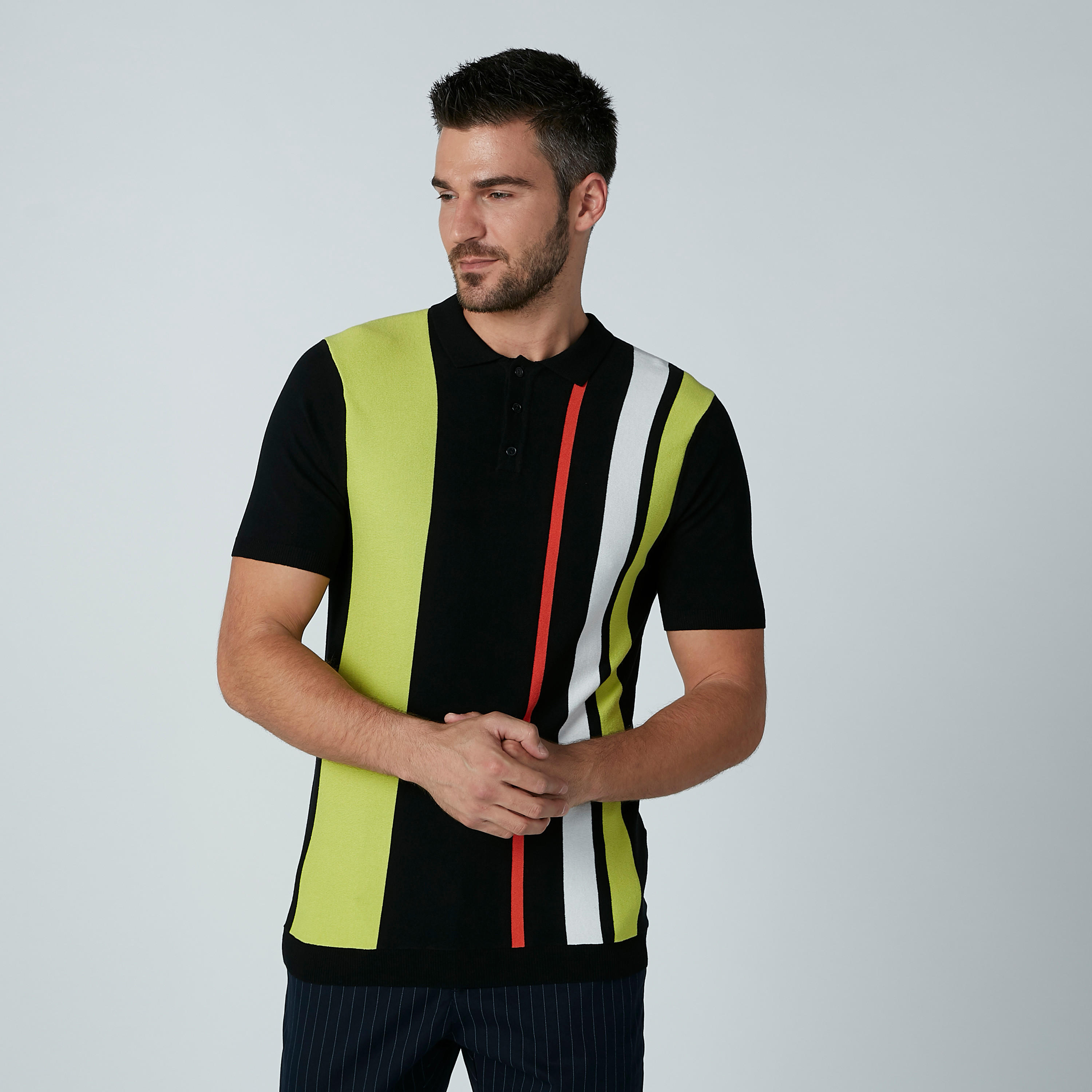 تيشيرت مقلّم بأكمام قصيرة من لوم-men-clothing-tshirtsandpolos-polos-image-1
