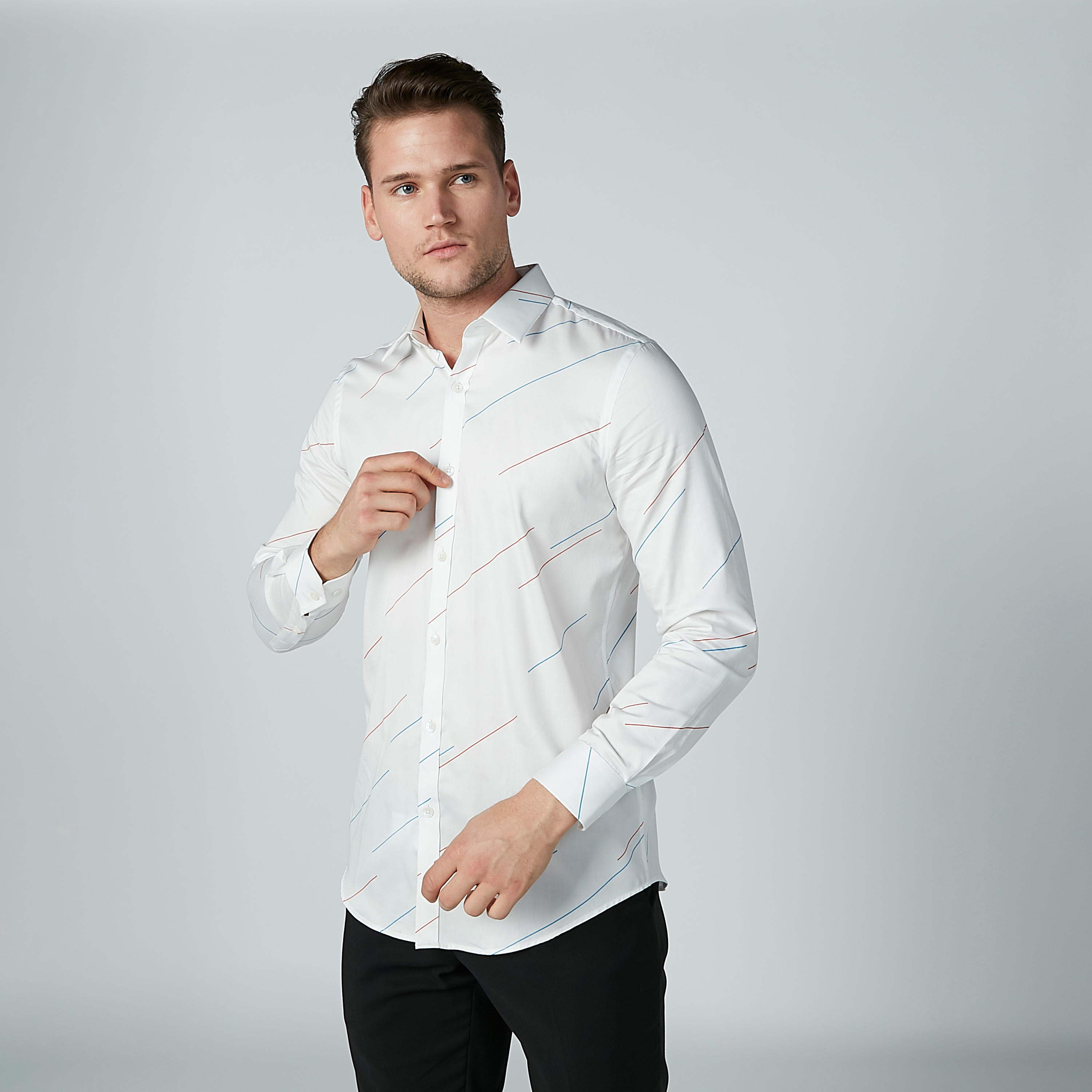 قميص بياقة عاديّة وأكمام طويلة وطبعات من لوم-men-clothing-shirts-image-2