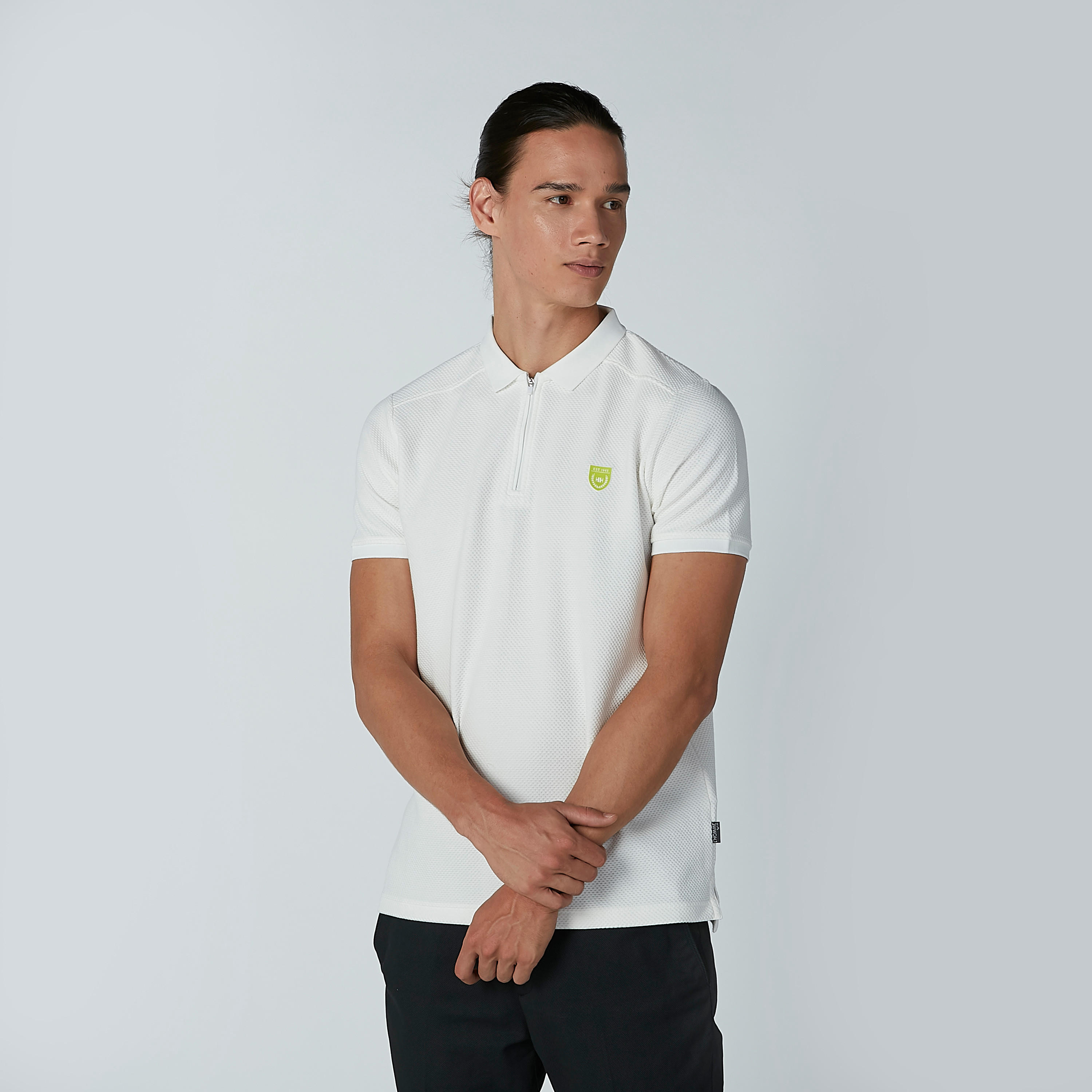 تيشيرت سادة بياقة بولو وسحّاب من لوم-men-clothing-tshirtsandpolos-polos-image-1