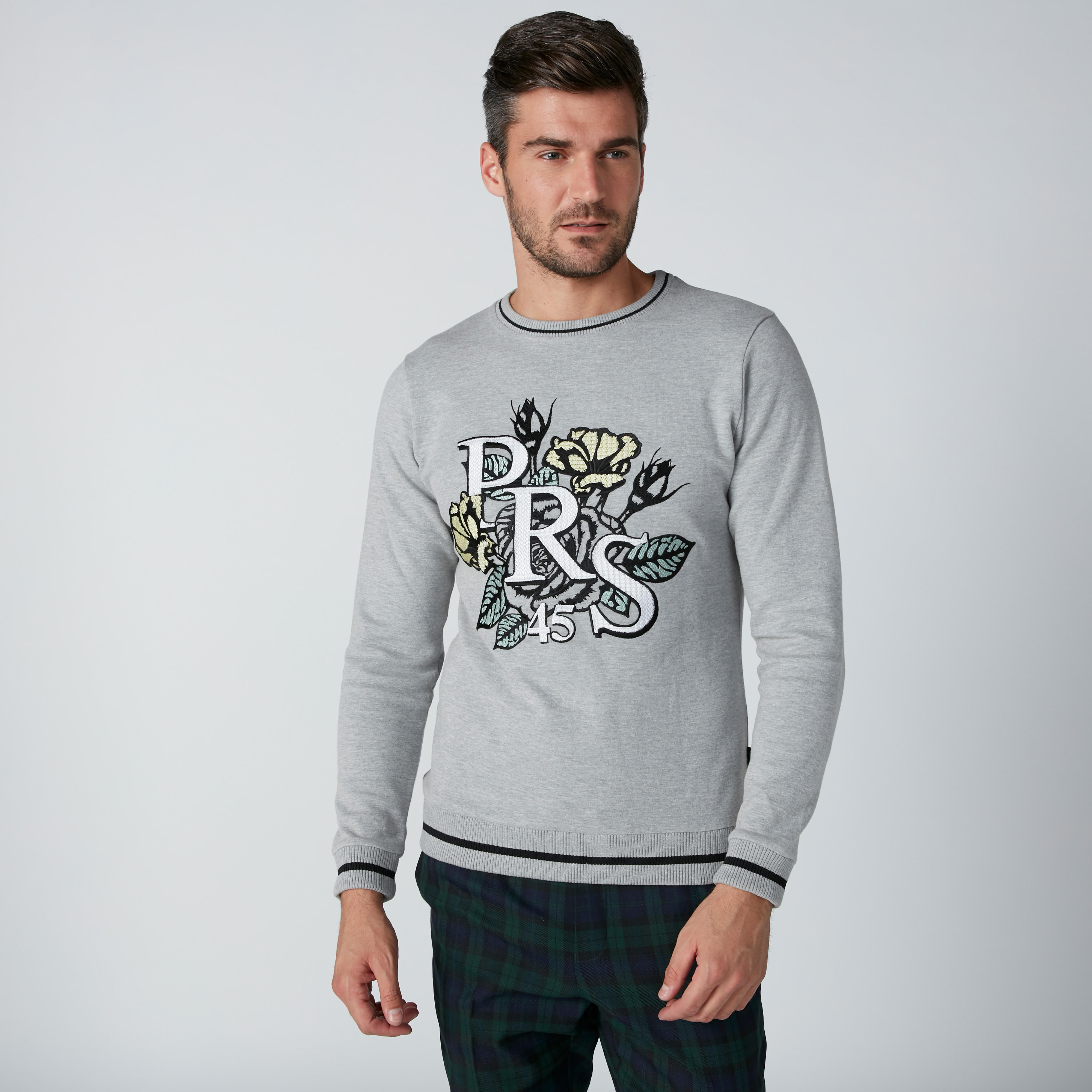 L'Homme Embroidered Sweatshirt with Round Neck and Long Sleeves-men-winterwear-hoodiesandsweatshirts-image-1