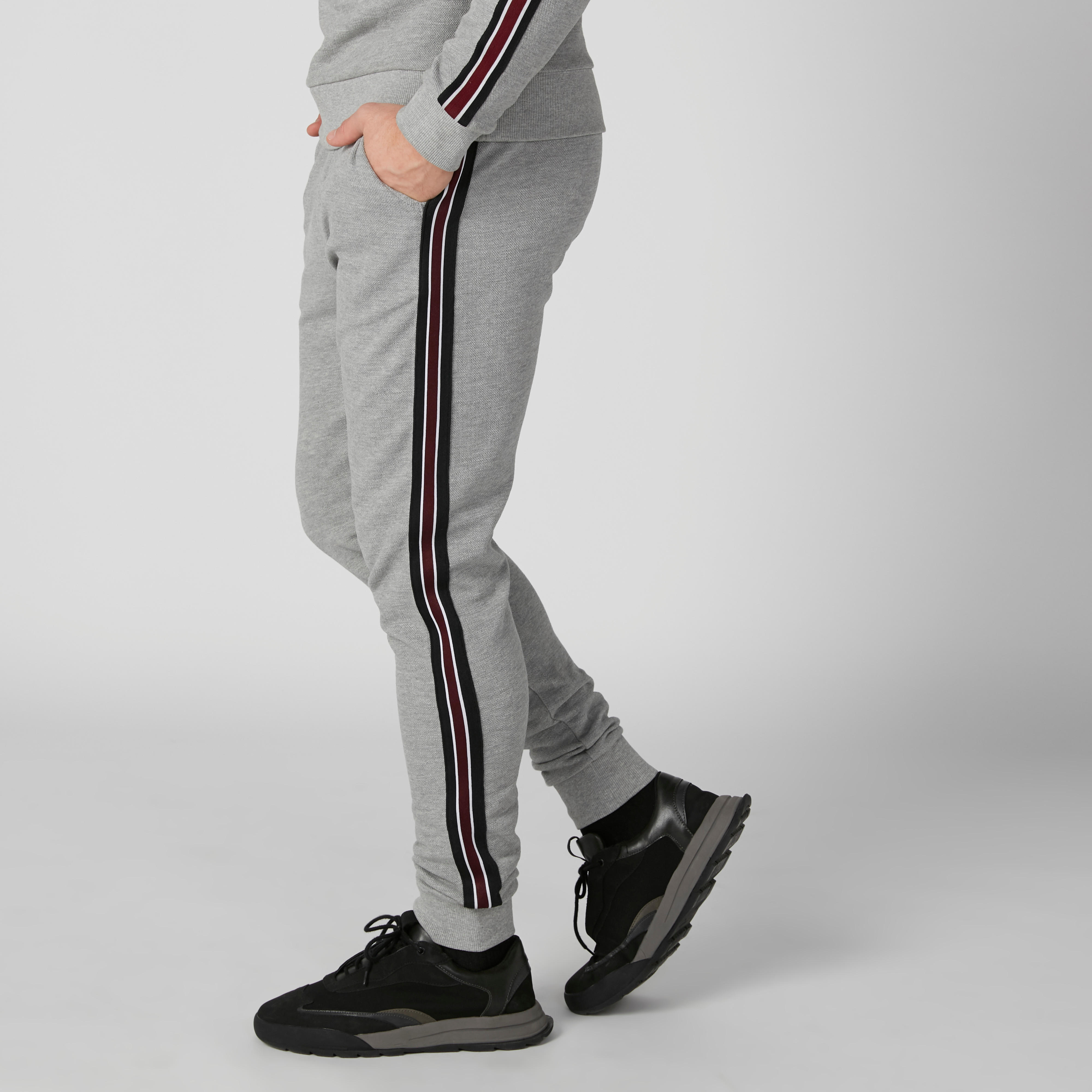 L'Homme Full Length Jog Pants with Side Tape and Pocket Detail-men-clothing-bottoms-joggers-image-1