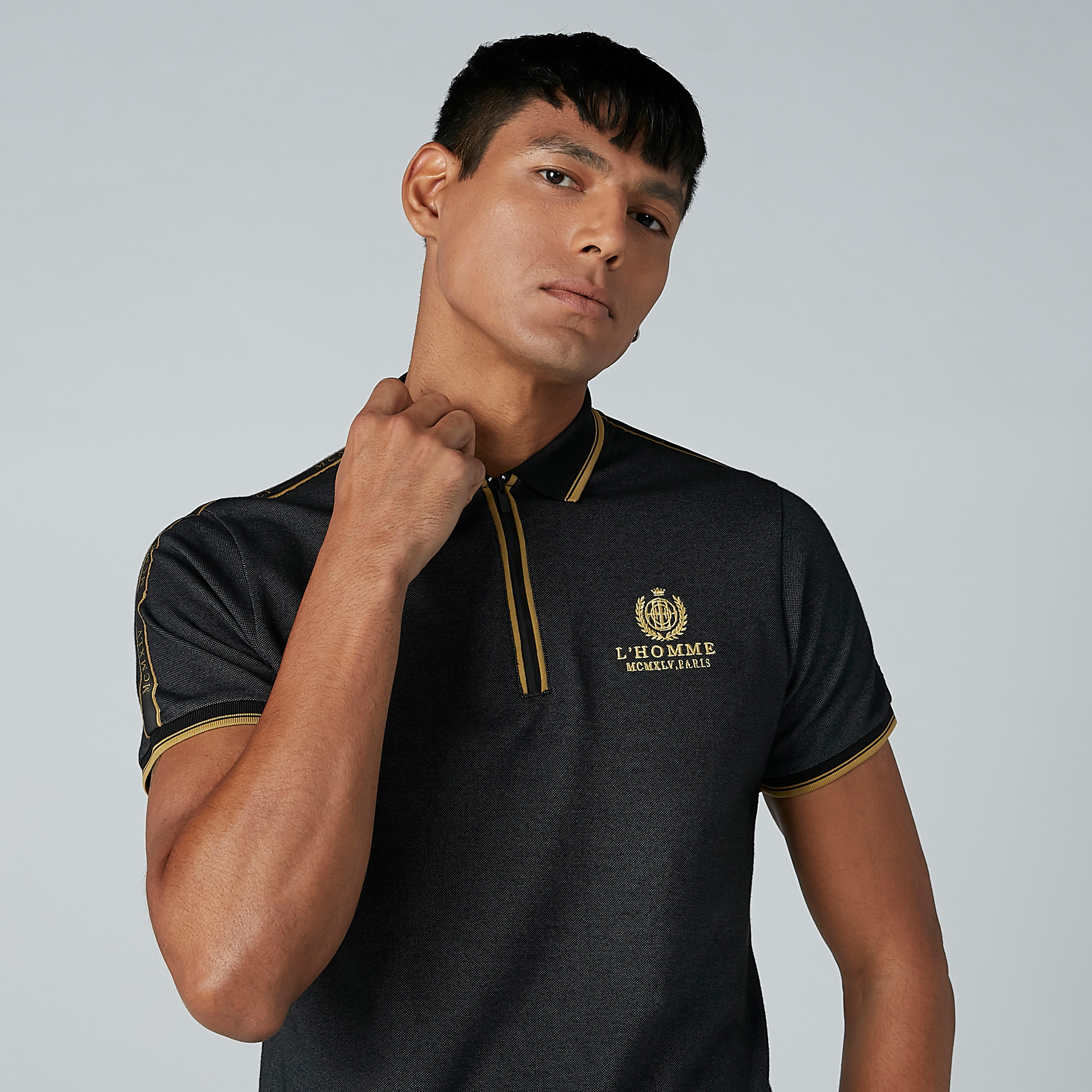 تيشيرت بارز الملمس بياقة بولو من لوم-men-clothing-tshirtsandpolos-polos-image-1