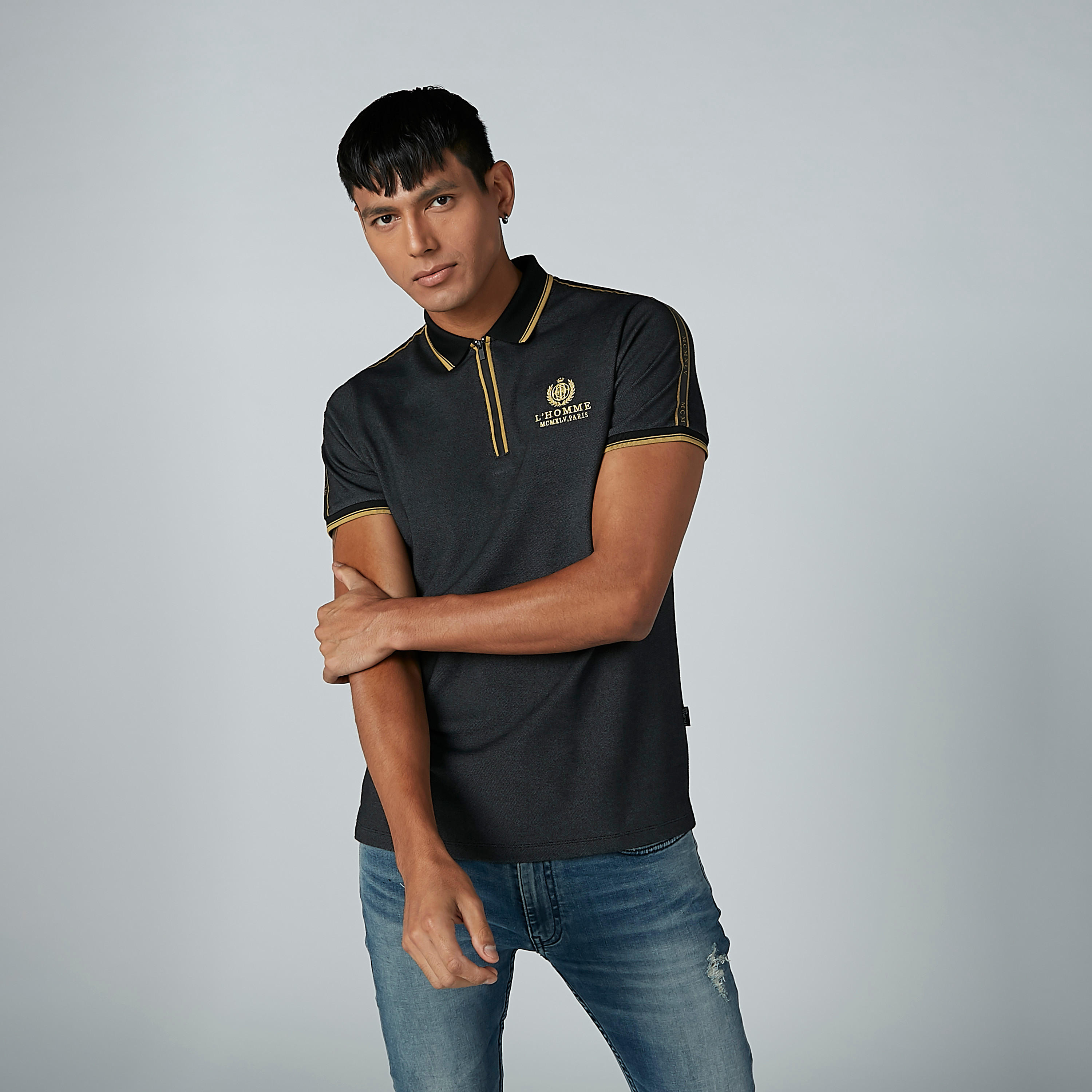 تيشيرت بارز الملمس بياقة بولو من لوم-men-clothing-tshirtsandpolos-polos-image-2