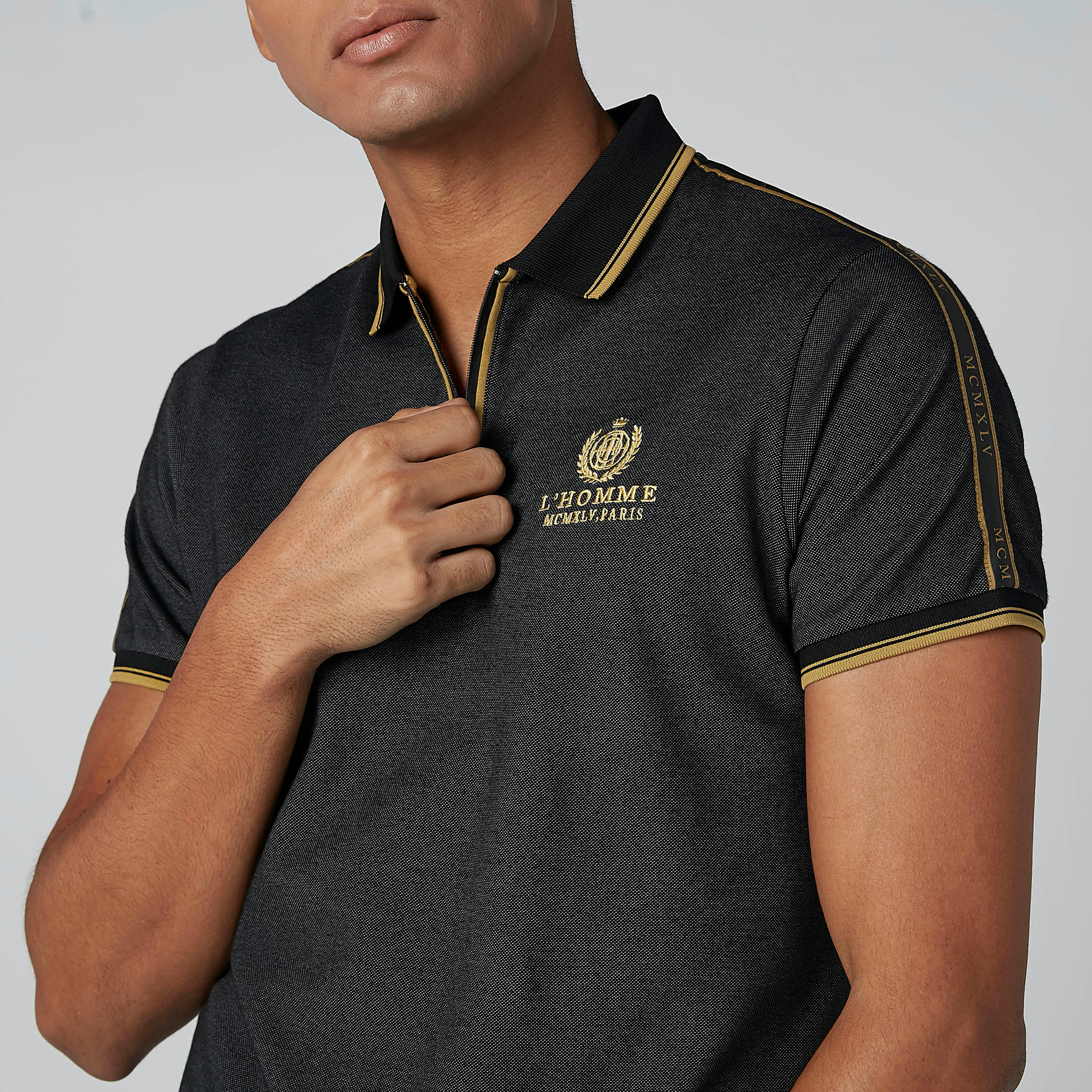 تيشيرت بارز الملمس بياقة بولو من لوم-men-clothing-tshirtsandpolos-polos-image-3