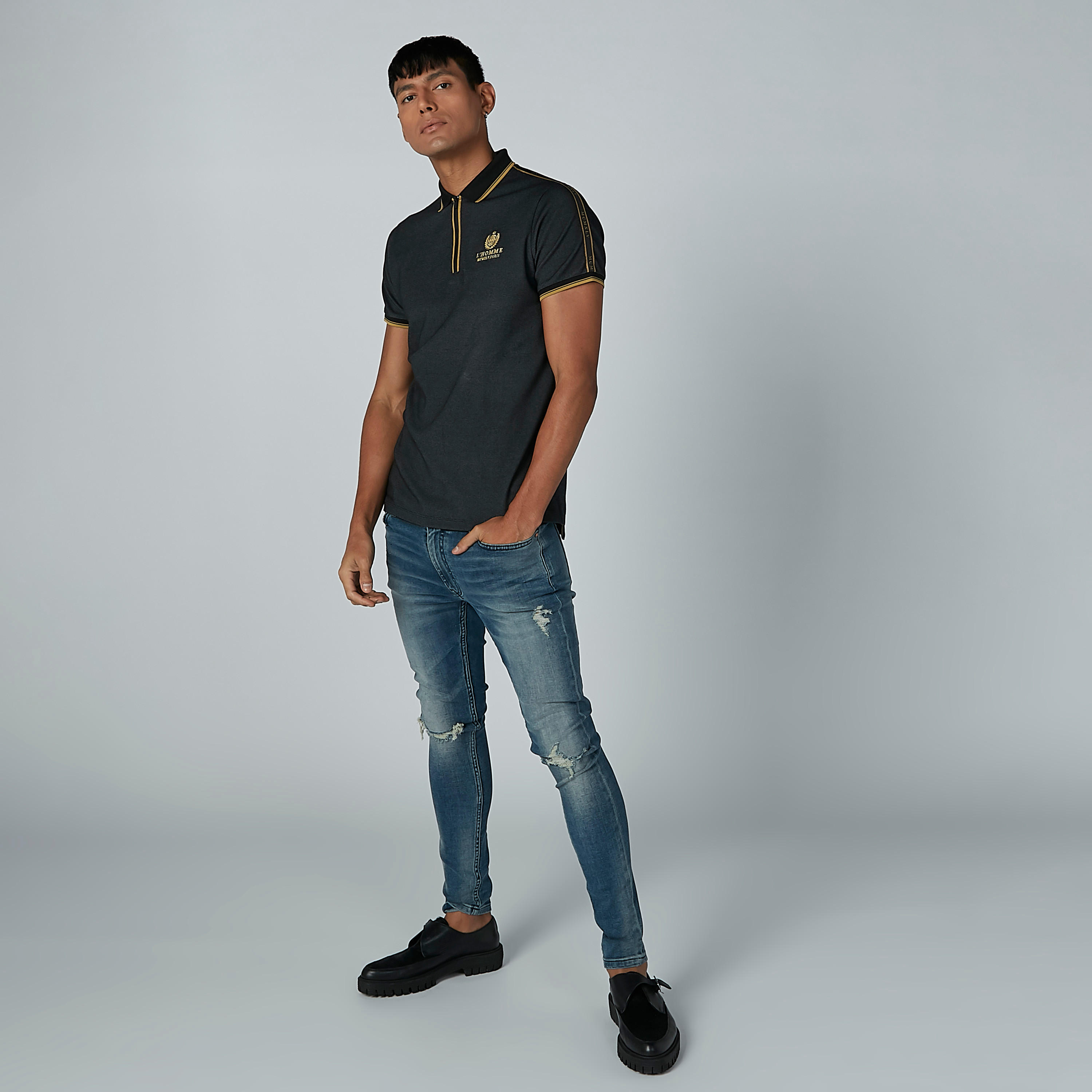 تيشيرت بارز الملمس بياقة بولو من لوم-men-clothing-tshirtsandpolos-polos-image-4