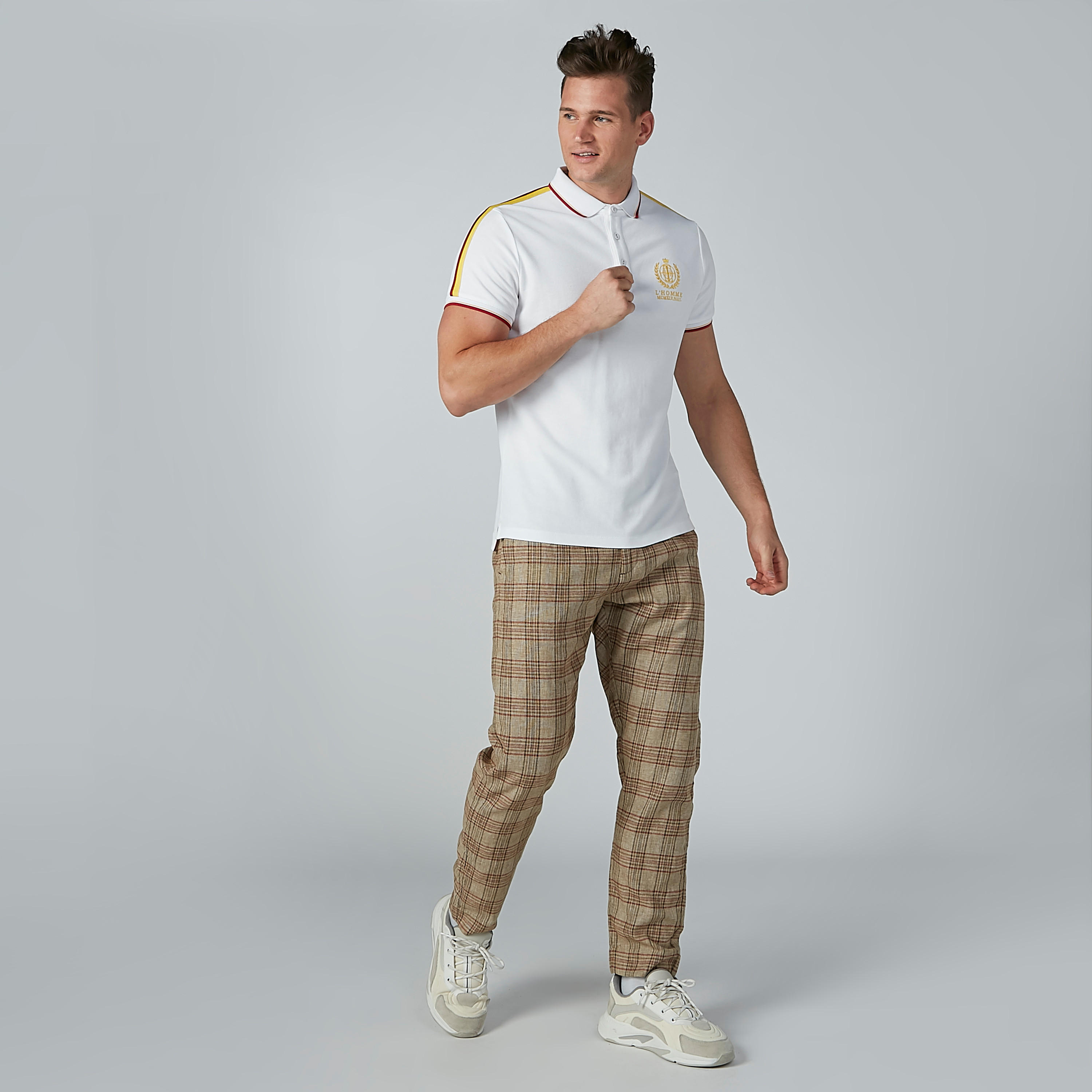 L'Homme Polo Neck T-shirt with Tape Detail Short Sleeves-men-clothing-tshirtsandpolos-polos-image-2