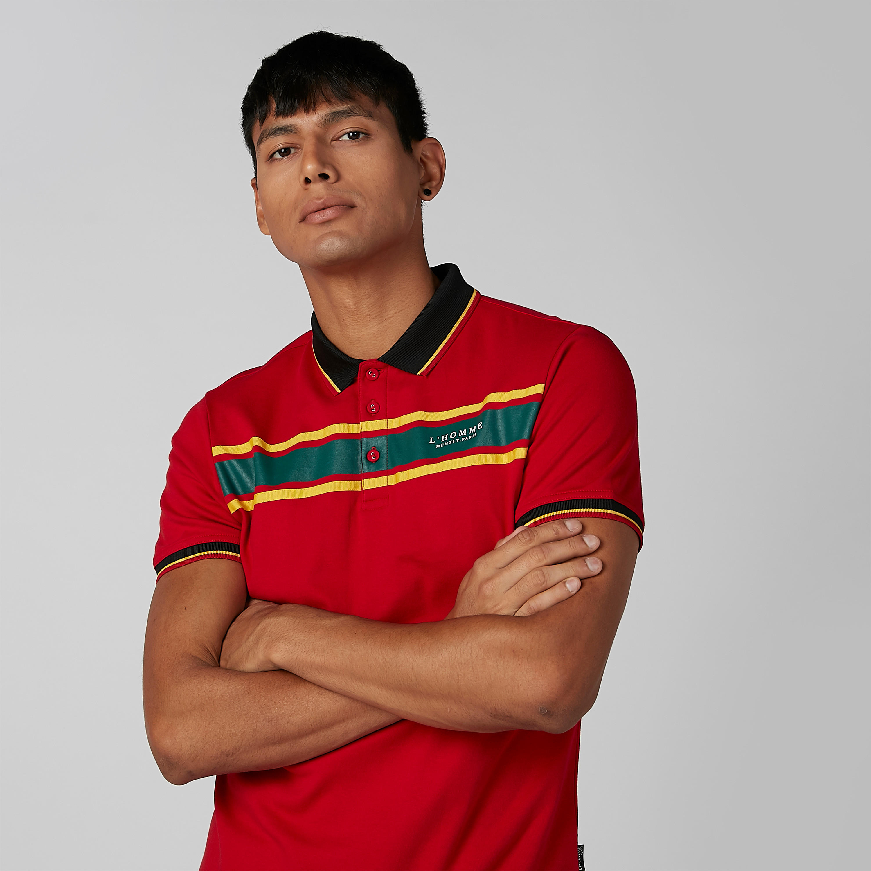 تيشيرت بياقة بولو وأكمام قصيرة ودرزات من لوم-men-clothing-tshirtsandpolos-polos-image-1