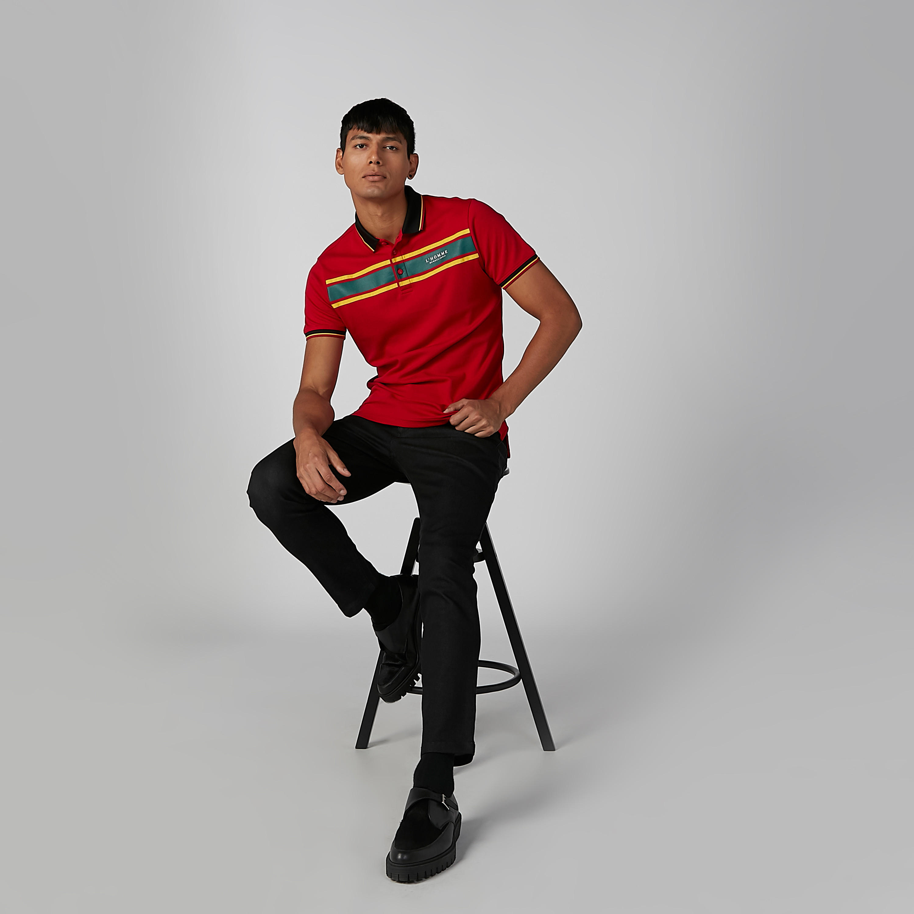 تيشيرت بياقة بولو وأكمام قصيرة ودرزات من لوم-men-clothing-tshirtsandpolos-polos-image-2