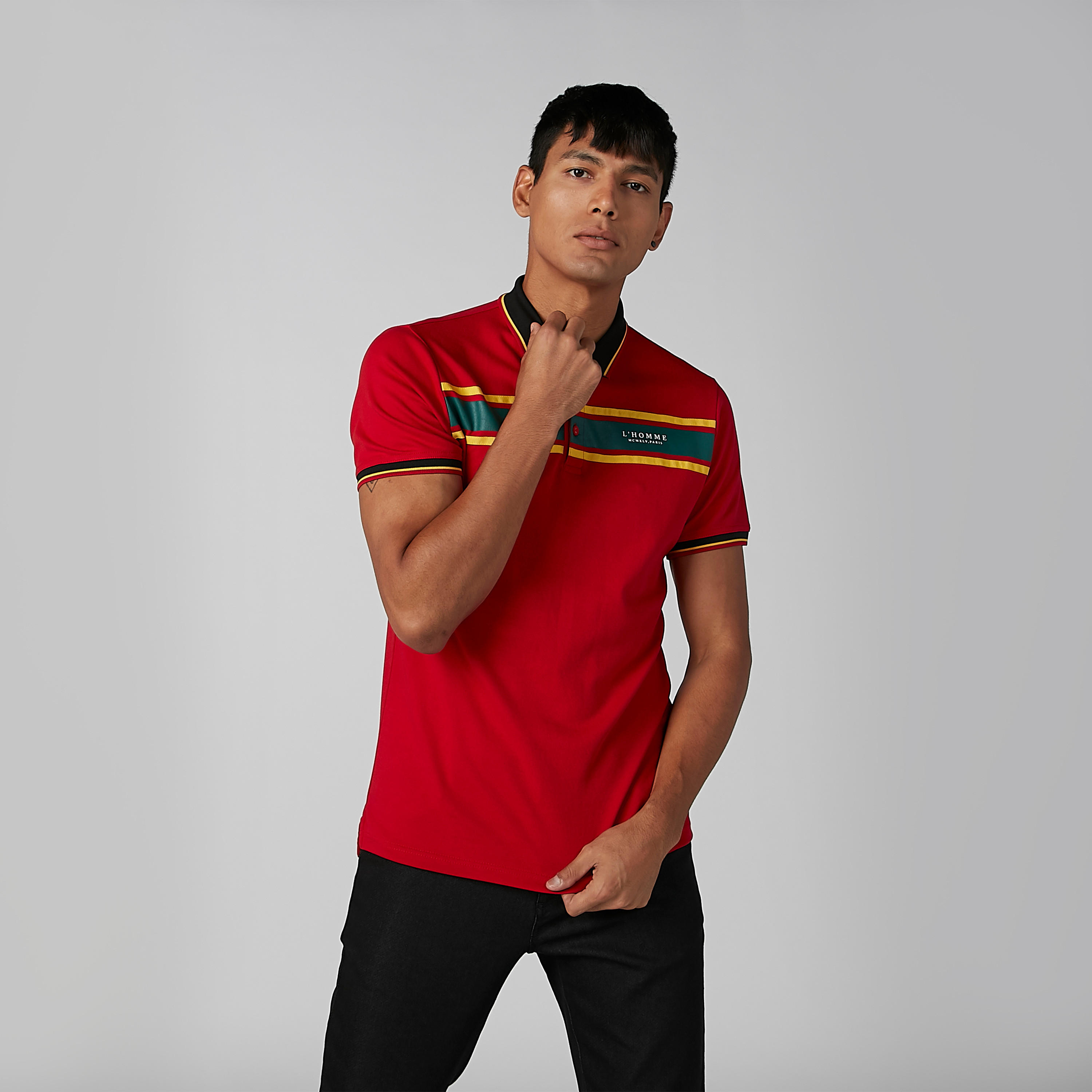 تيشيرت بياقة بولو وأكمام قصيرة ودرزات من لوم-men-clothing-tshirtsandpolos-polos-image-3