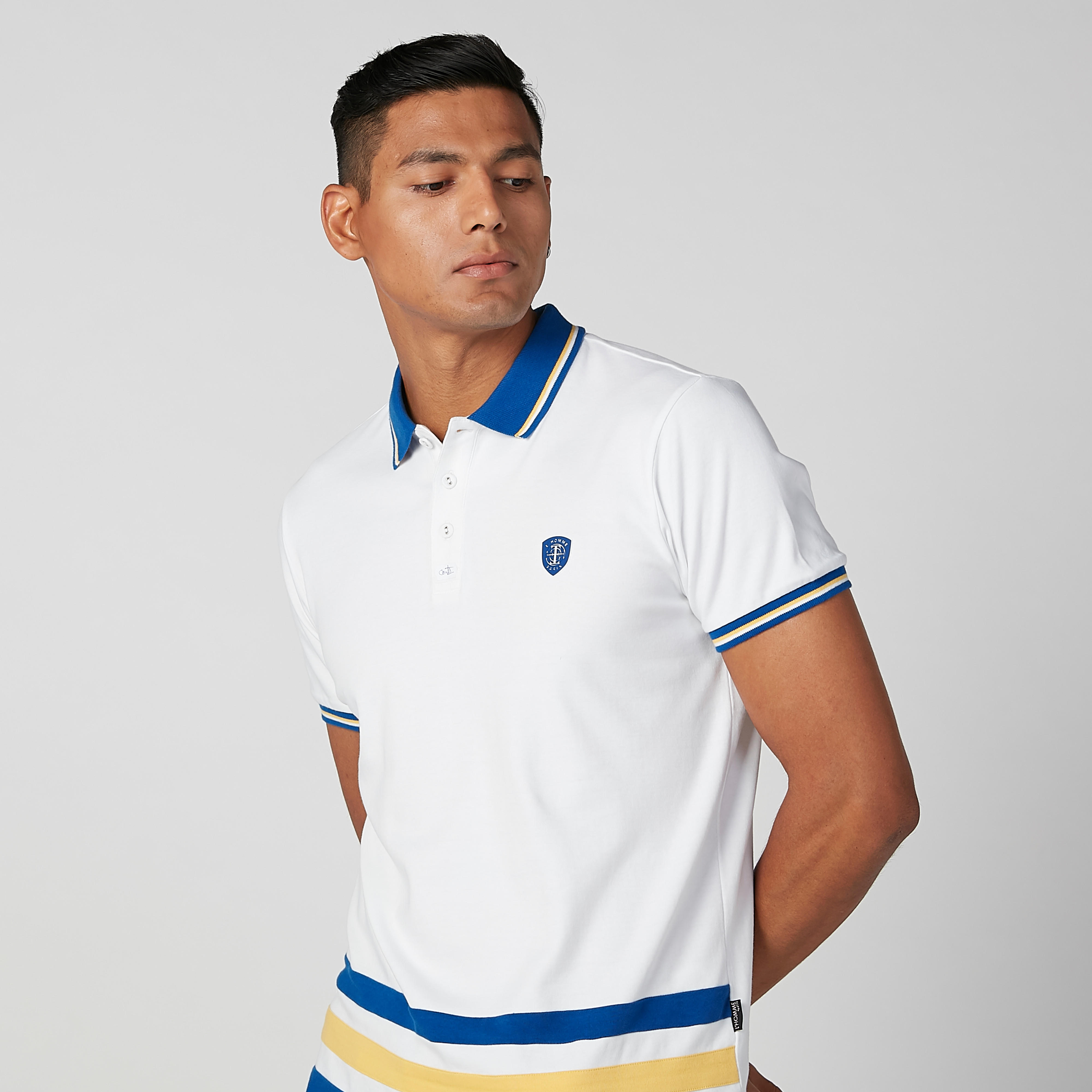 L'Homme Cut and Sew T-shirt in Slim-Fit with Short Sleeves-men-clothing-tshirtsandpolos-polos-image-2