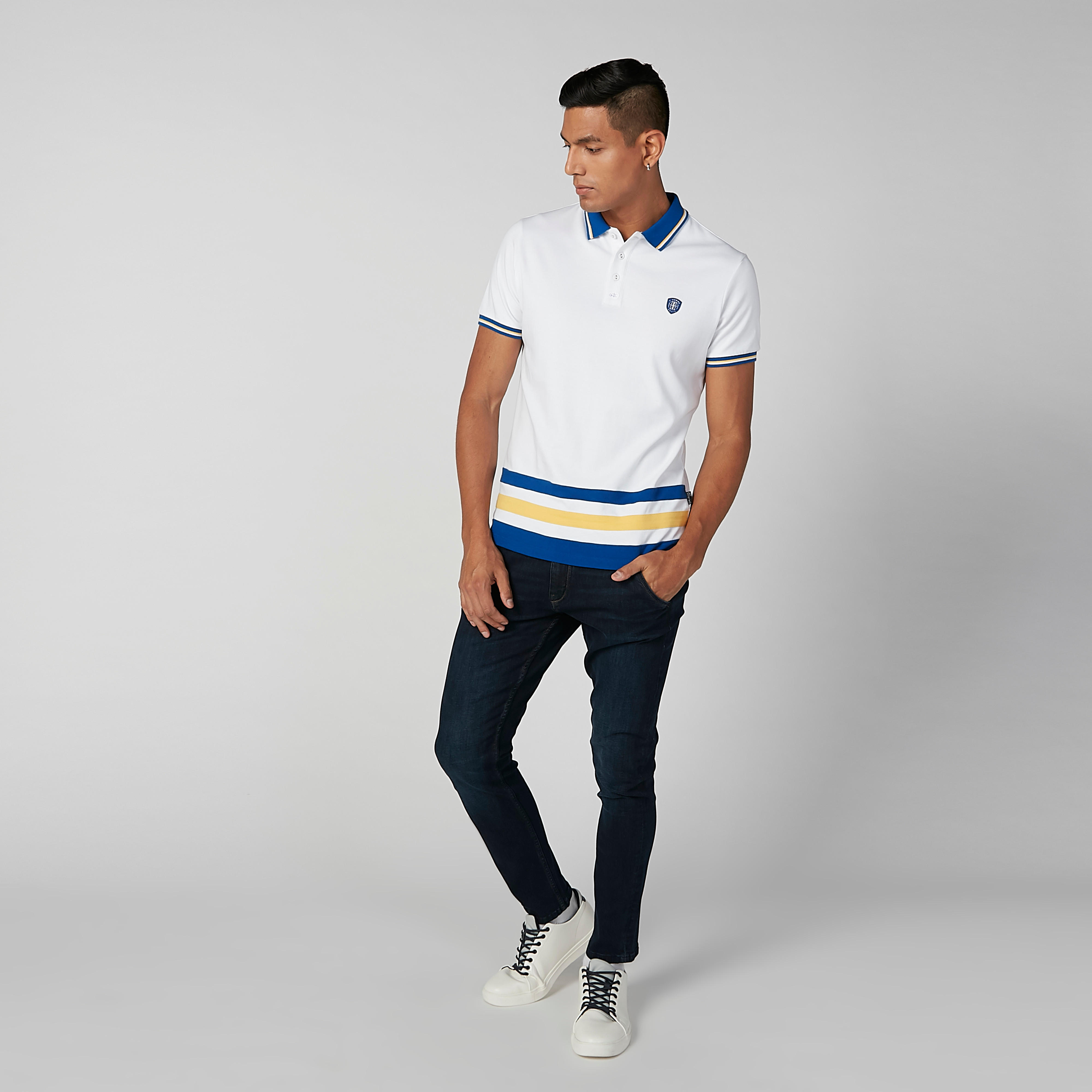L'Homme Cut and Sew T-shirt in Slim-Fit with Short Sleeves-men-clothing-tshirtsandpolos-polos-image-3
