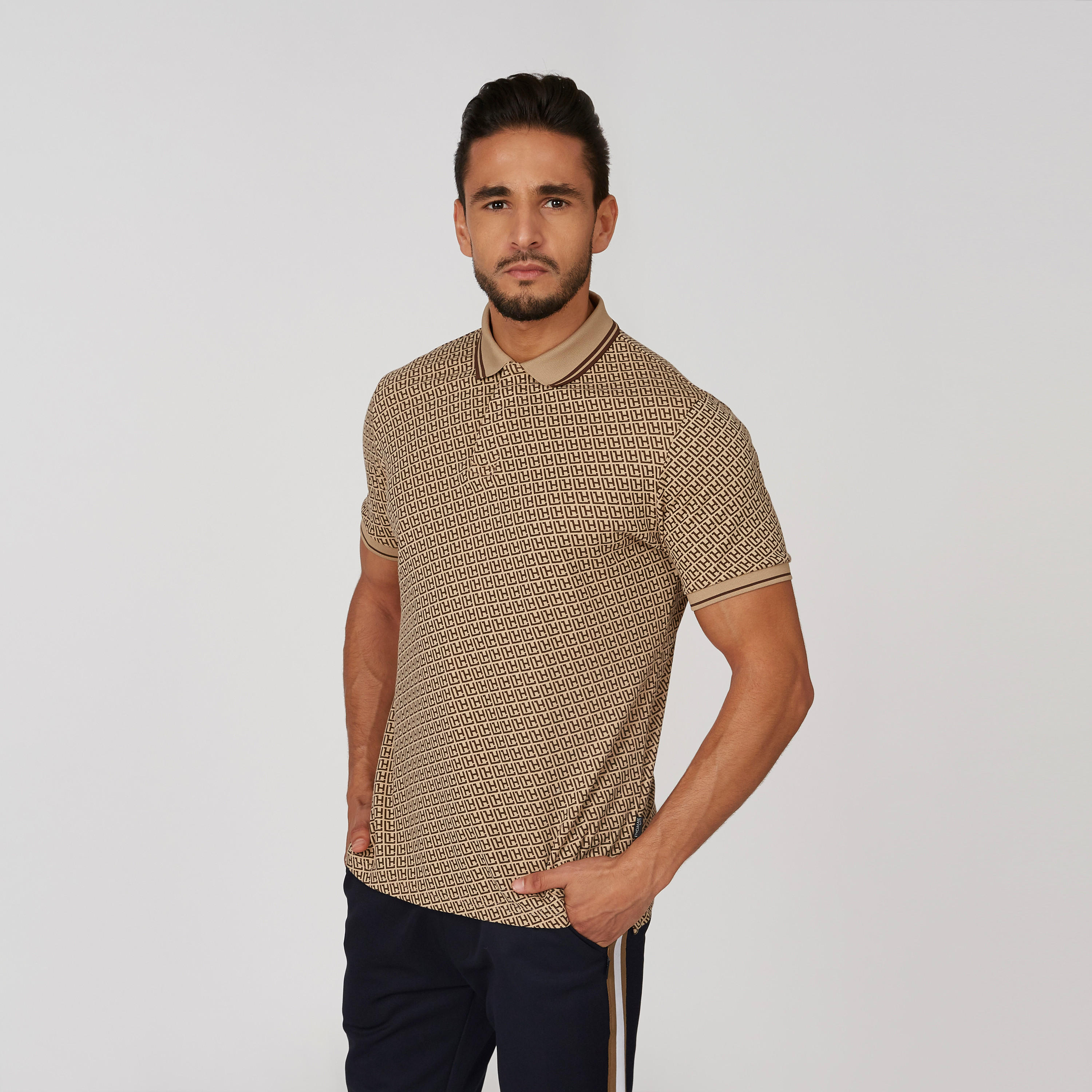 L'Homme Printed T-shirt with Polo Neck and Short Sleeves-men-clothing-tshirtsandpolos-polos-image-3