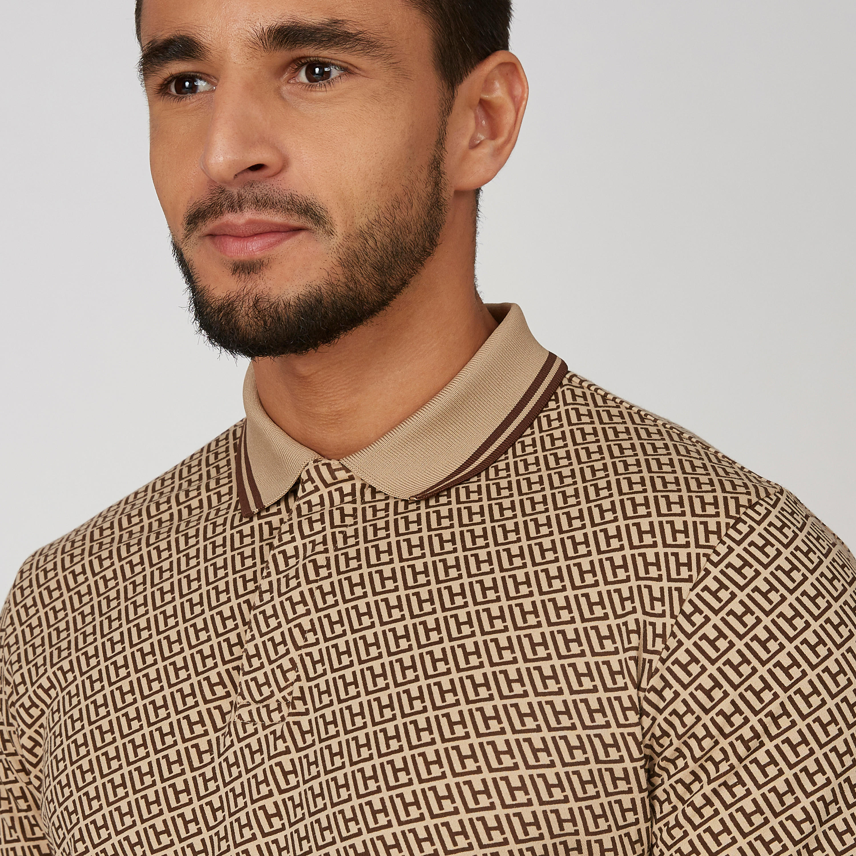 L'Homme Printed T-shirt with Polo Neck and Short Sleeves-men-clothing-tshirtsandpolos-polos-image-4