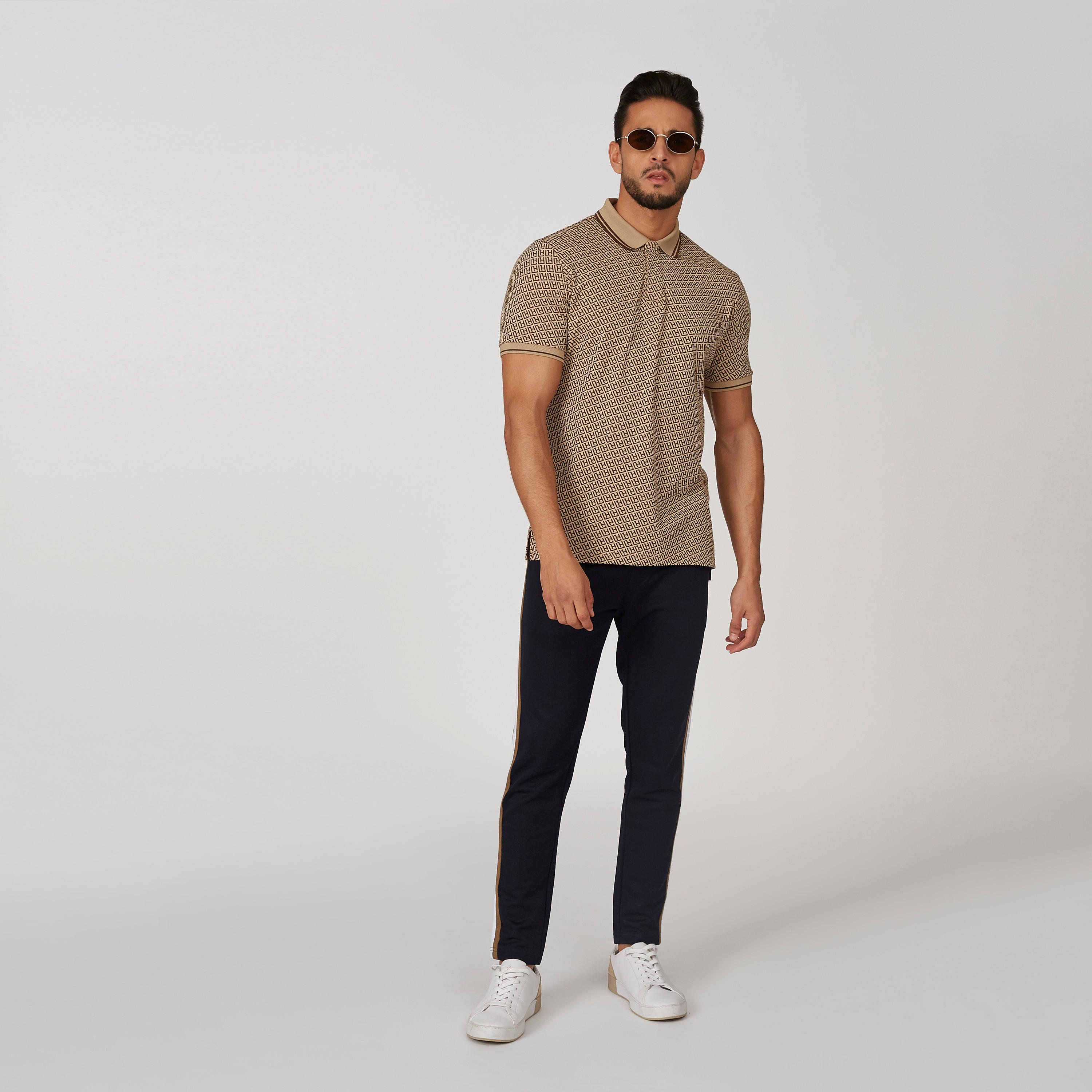 L'Homme Printed T-shirt with Polo Neck and Short Sleeves-men-clothing-tshirtsandpolos-polos-image-5