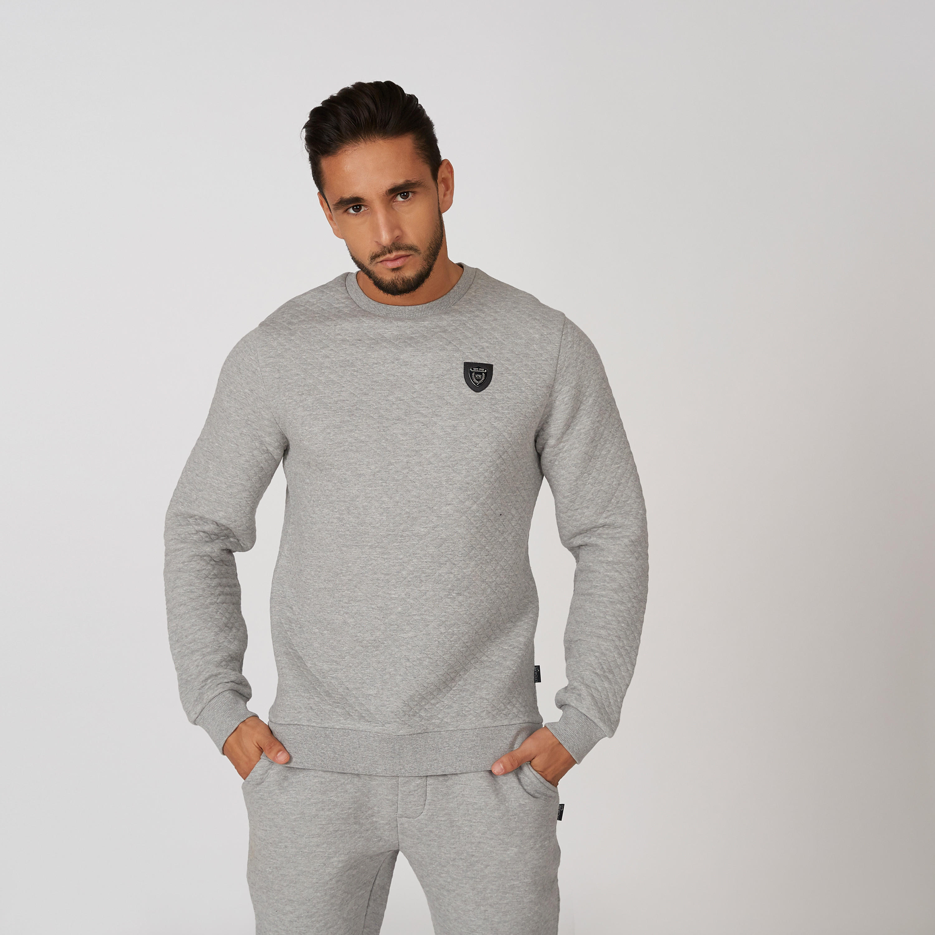 L'Homme Textured Sweatshirt with Round Neck and Long Sleeves-men-winterwear-hoodiesandsweatshirts-image-1