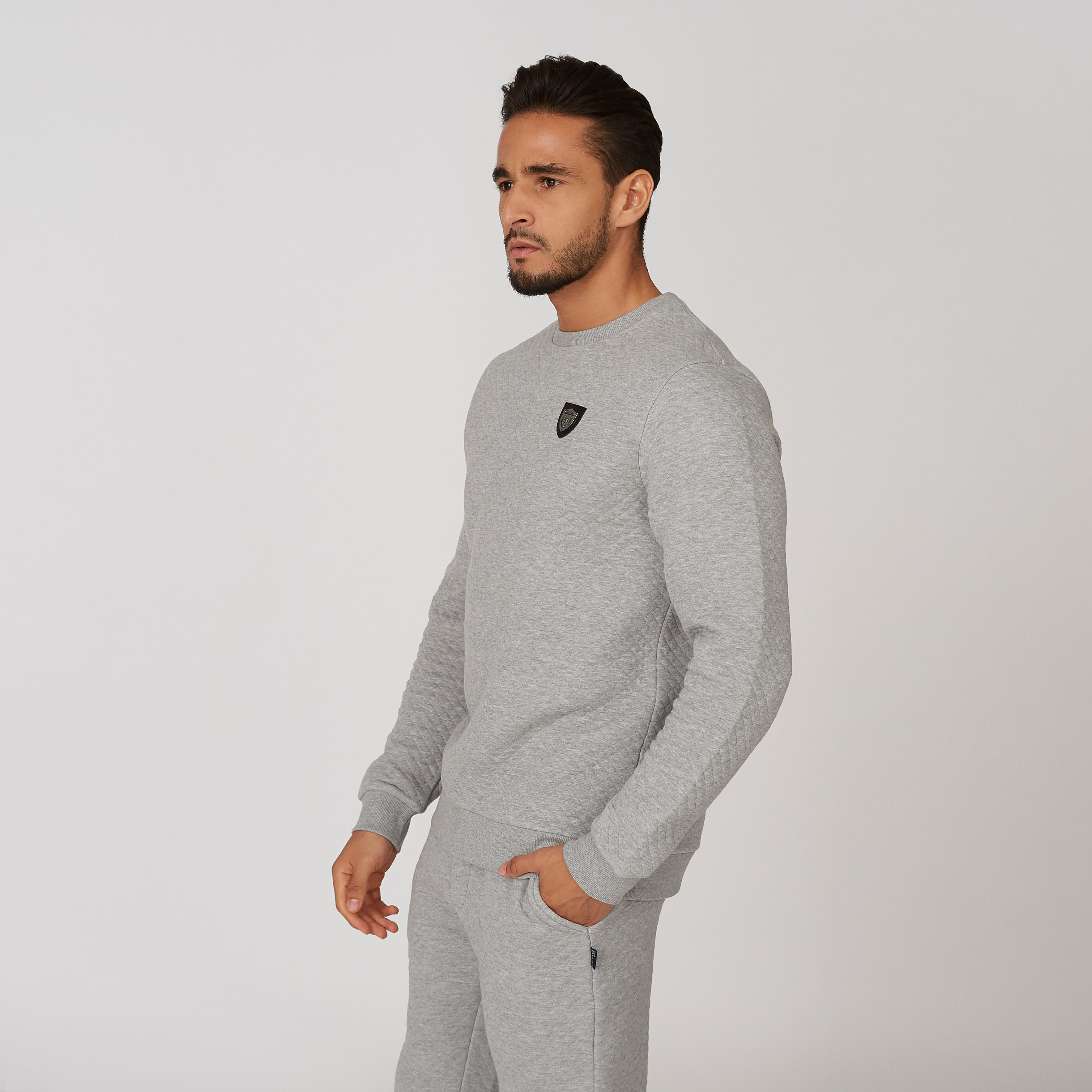 L'Homme Textured Sweatshirt with Round Neck and Long Sleeves-men-winterwear-hoodiesandsweatshirts-image-3