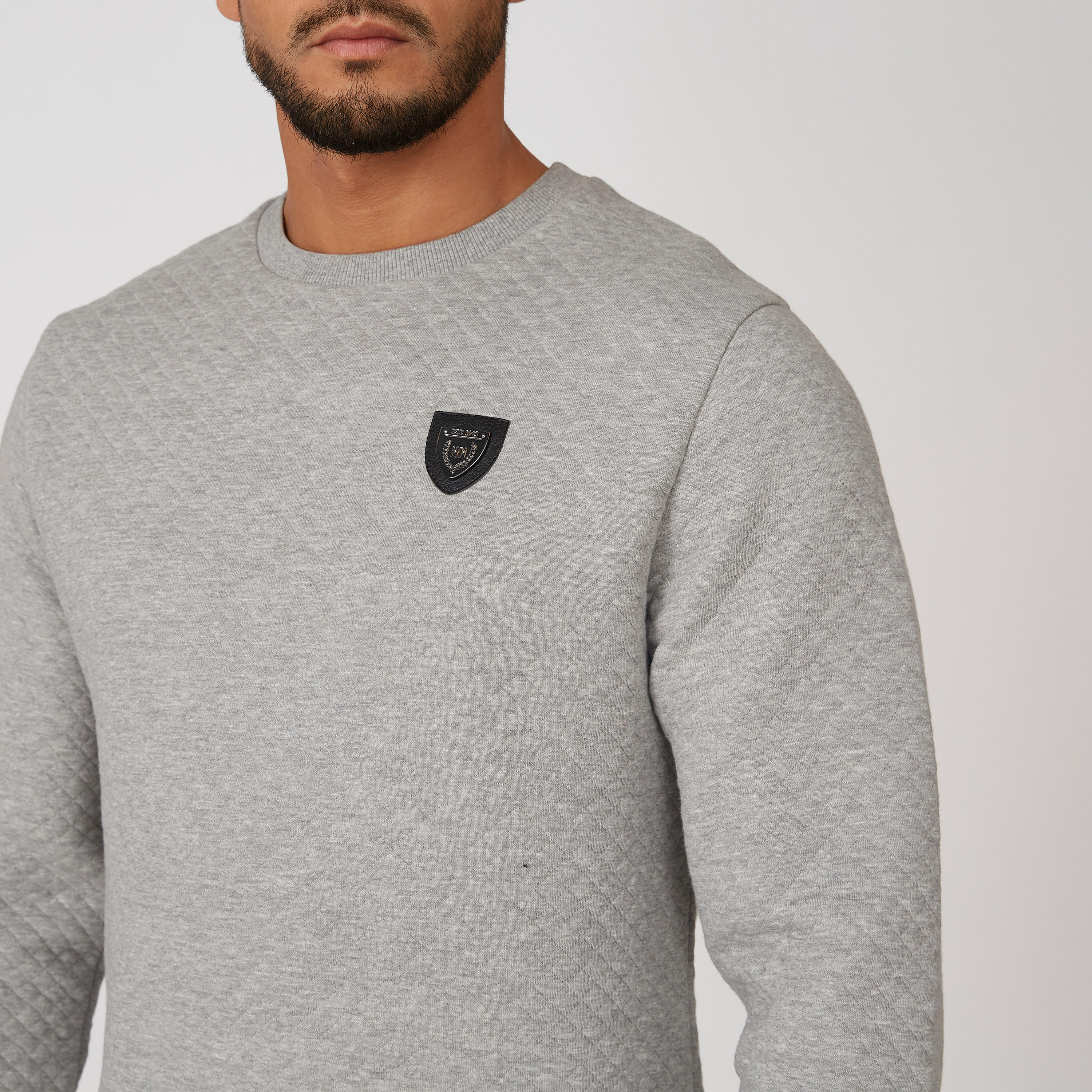 L'Homme Textured Sweatshirt with Round Neck and Long Sleeves-men-winterwear-hoodiesandsweatshirts-image-4
