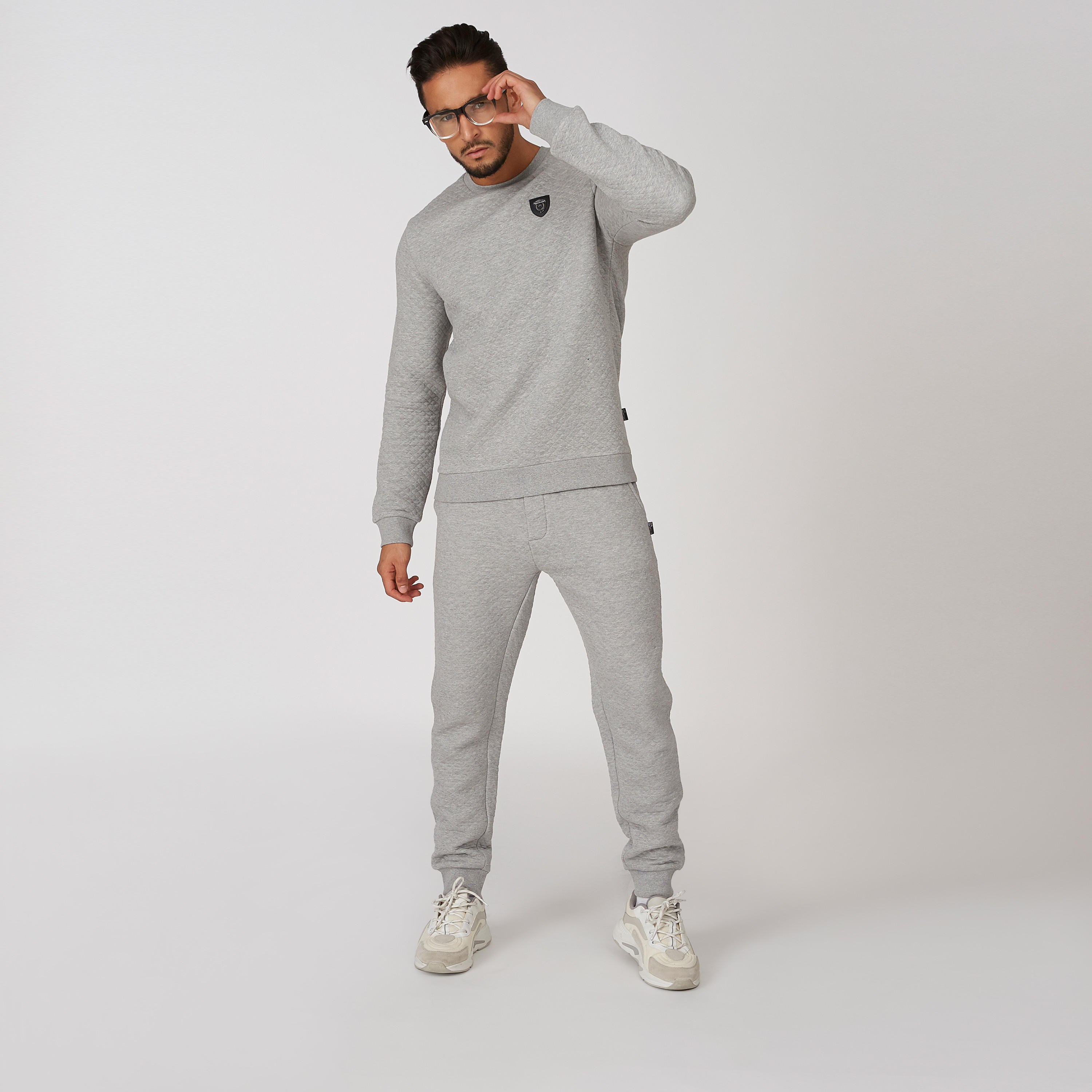L'Homme Textured Sweatshirt with Round Neck and Long Sleeves-men-winterwear-hoodiesandsweatshirts-image-5