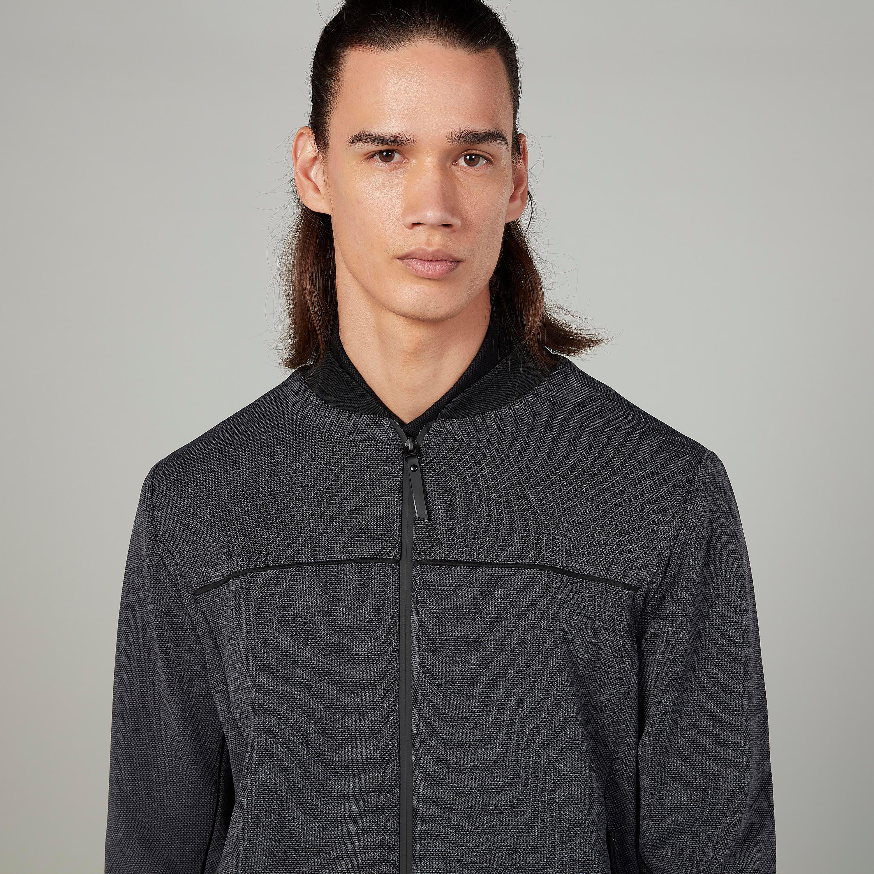 L'HommeTextured Bomber Jacket with Long Sleeves and Pocket Detail-men-clothing-jacketsandblazers-jackets-image-3