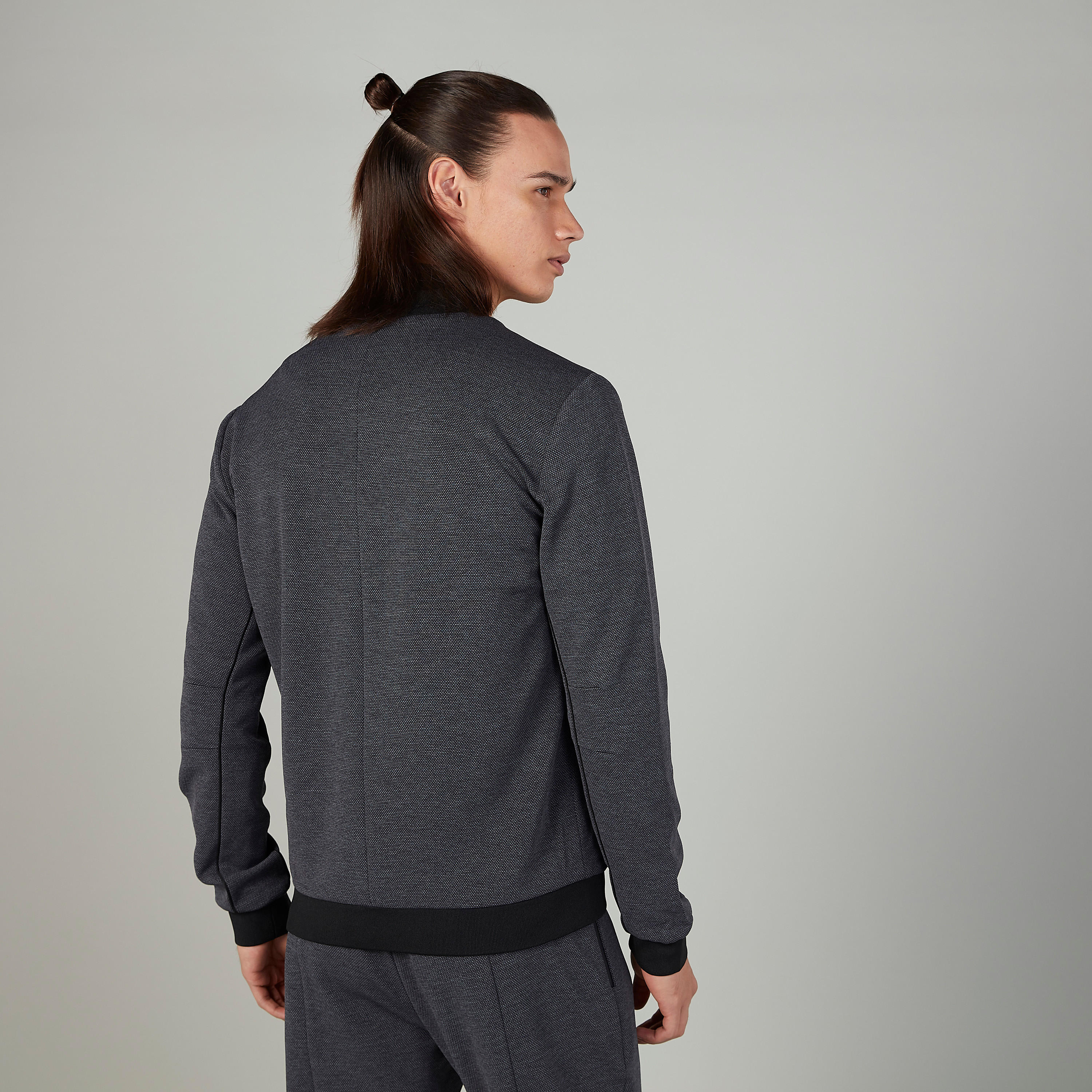 L'HommeTextured Bomber Jacket with Long Sleeves and Pocket Detail-men-clothing-jacketsandblazers-jackets-image-4