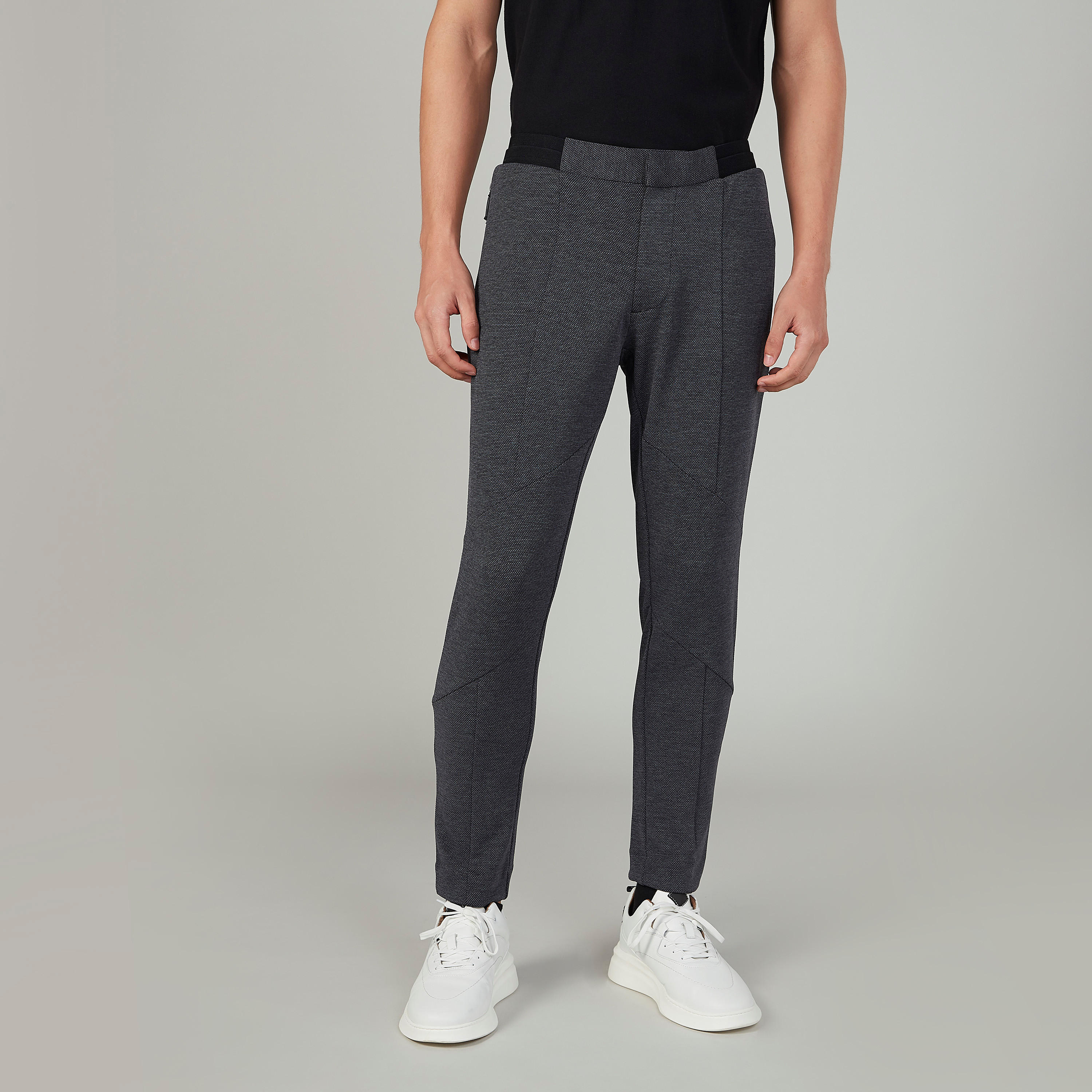 بنطلون سليم سادة بخصر متوسط الارتفاع وجيوب وسحّاب إغلاق من لوم-men-clothing-bottoms-trousersandchinos-trousers-image-1