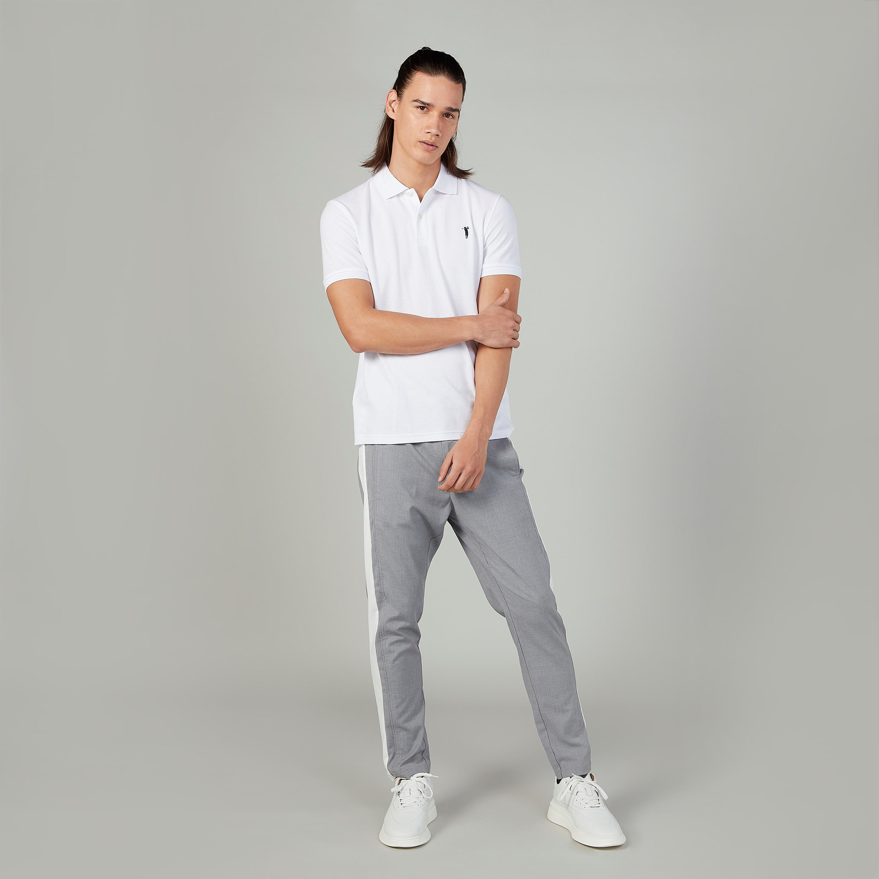 بنطلون سادة سليم فيت بخصر متوسط الارتفاع وشريطة جانبية من لوم-men-clothing-bottoms-trousersandchinos-trousers-image-2
