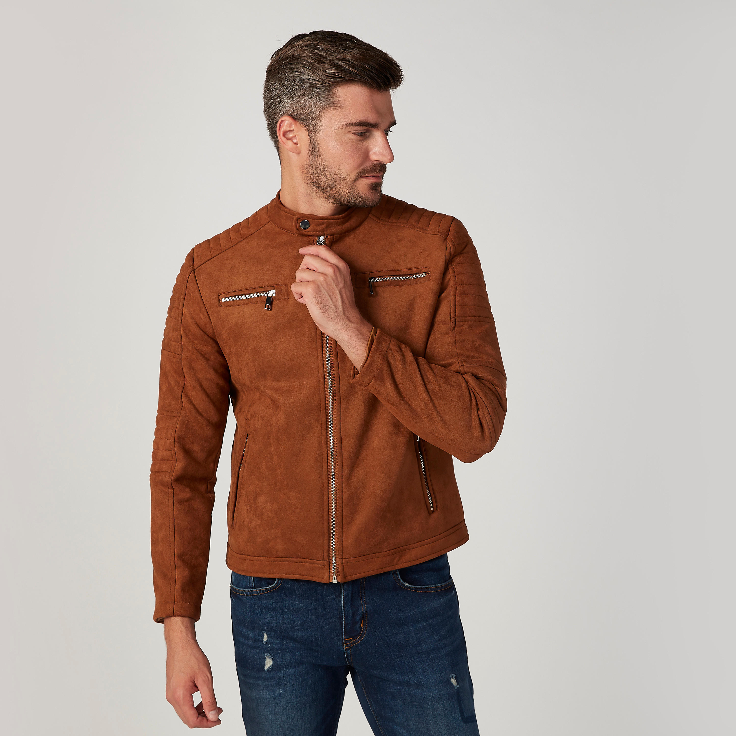 جاكيت بايكر مستدام سادة بأكمام طويلة وسحّاب-men-clothing-jacketsandblazers-jackets-image-1
