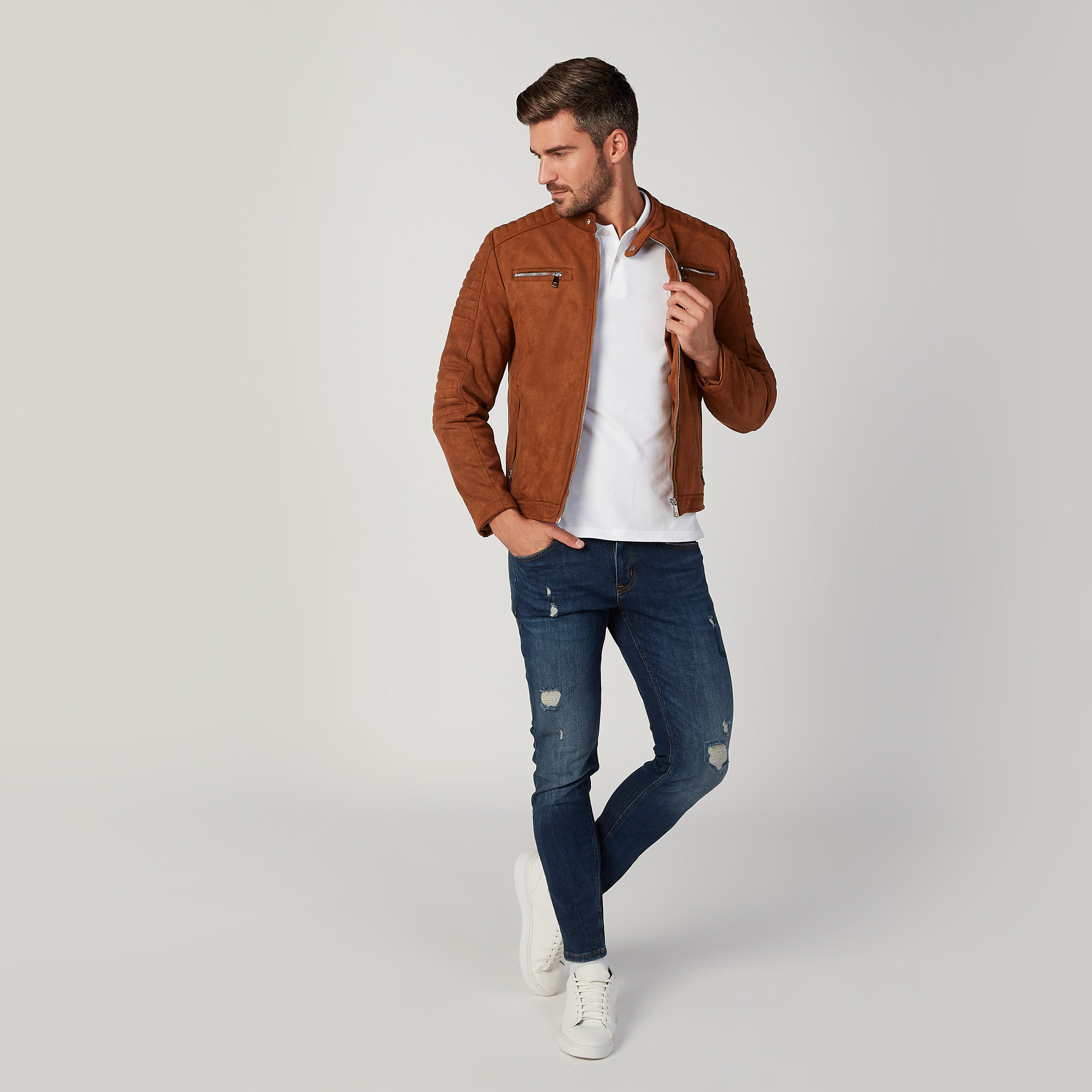 جاكيت بايكر مستدام سادة بأكمام طويلة وسحّاب-men-clothing-jacketsandblazers-jackets-image-2