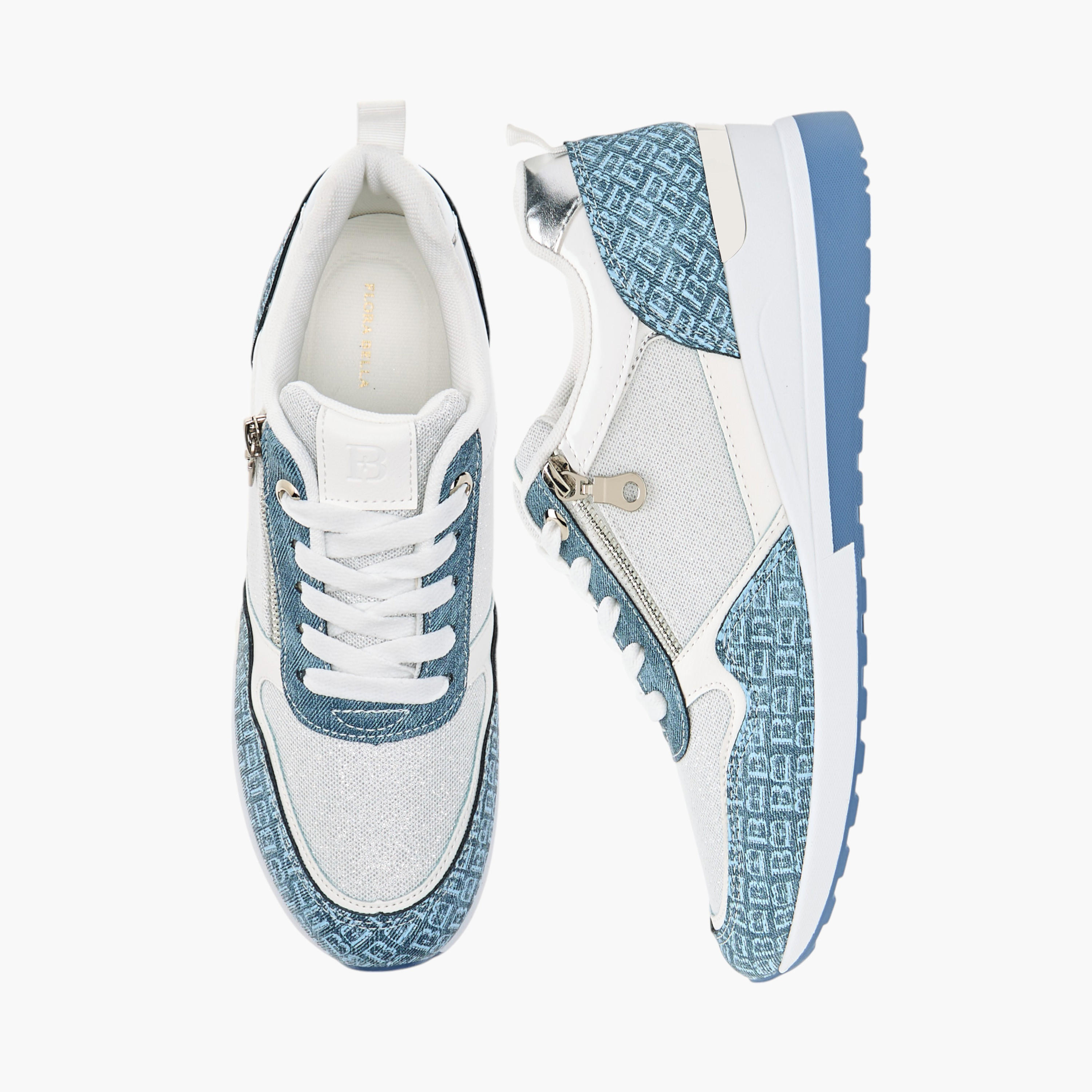 Flora Bella Monogram Print Sneakers with Lace-Up Closure-women-shoes-sneakers-image-1